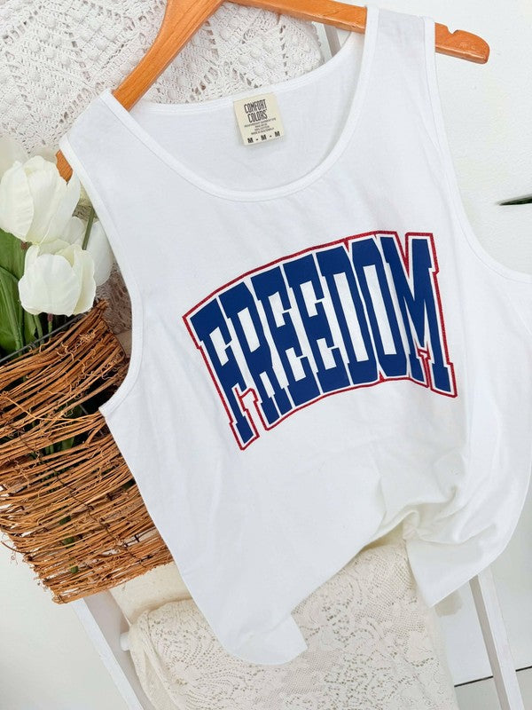 Freedom Varsity Double Puff/Glitter Graphic Tank