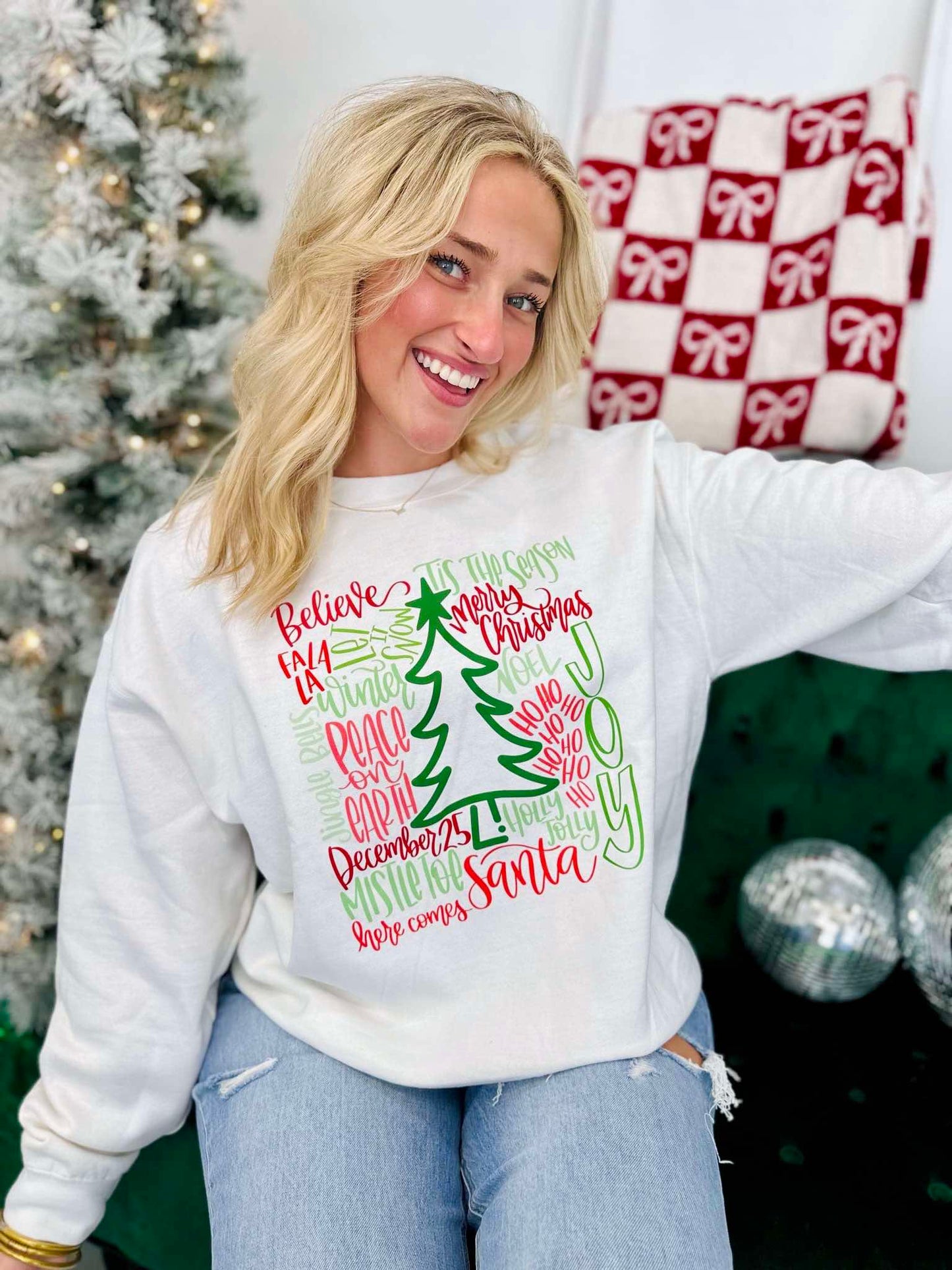 Christmas Tree Word Collage Sweatshirt