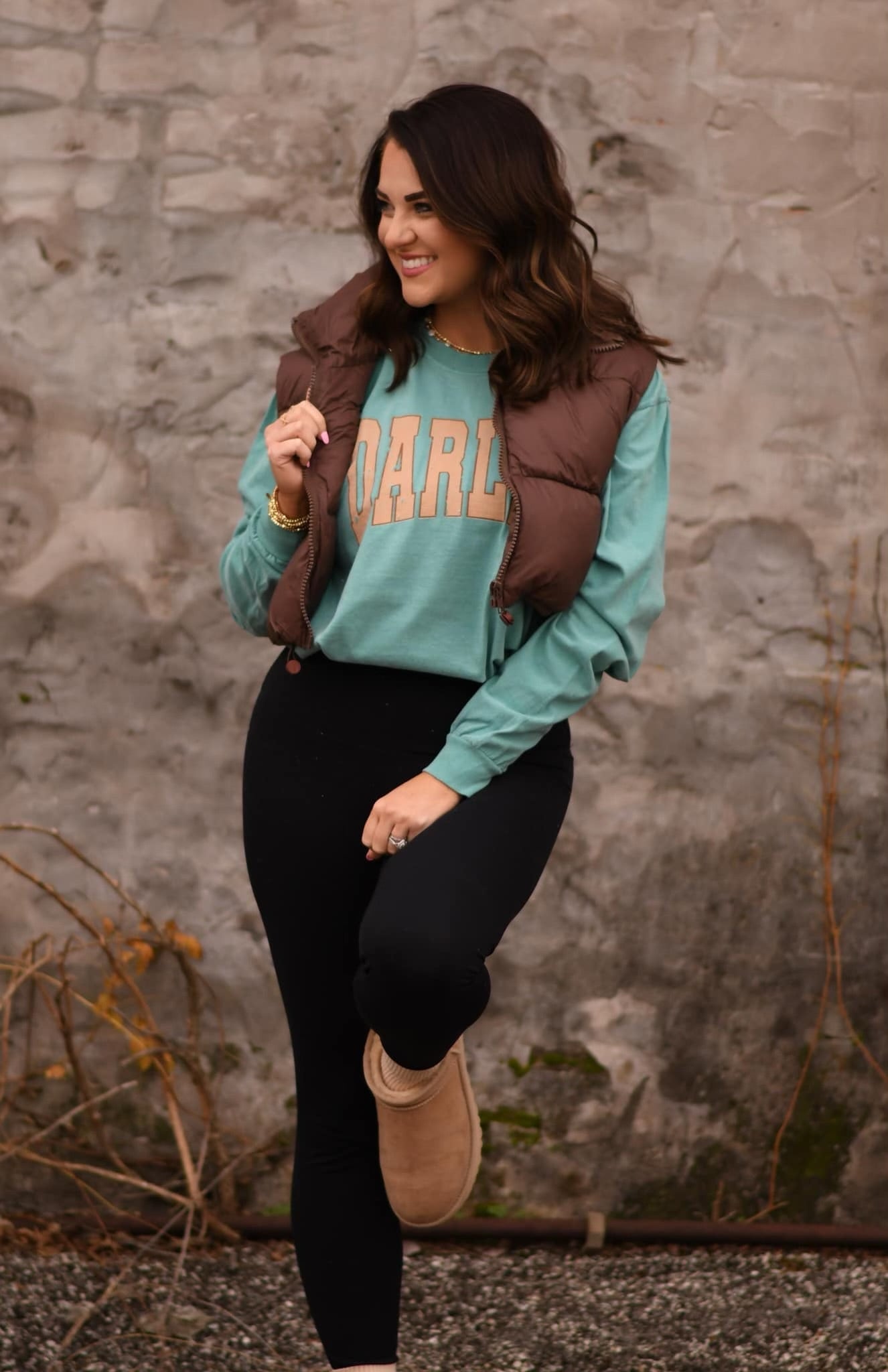 RTS Brown Cropped Puffer Vest