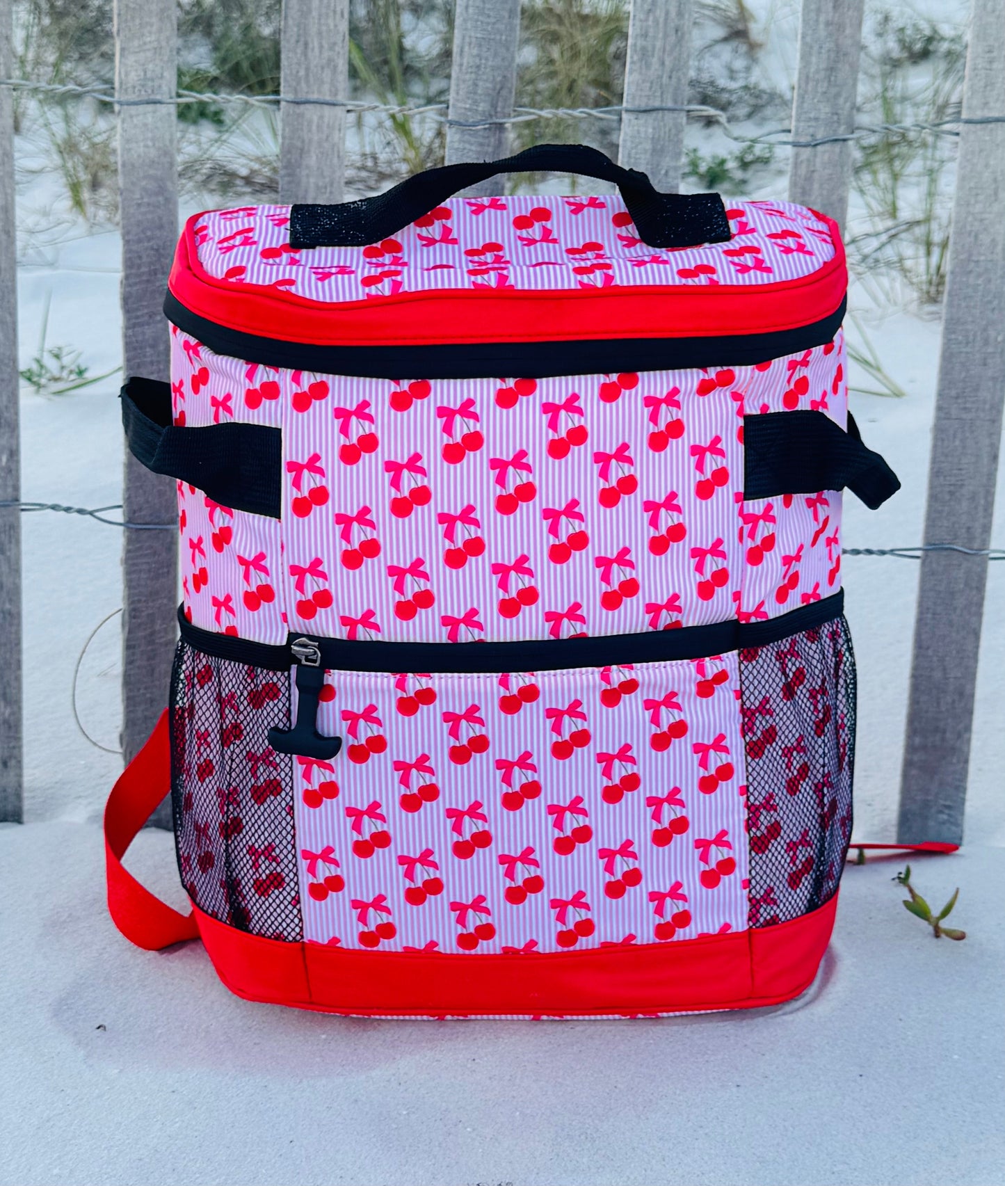 Striped Cherry Backpack Cooler