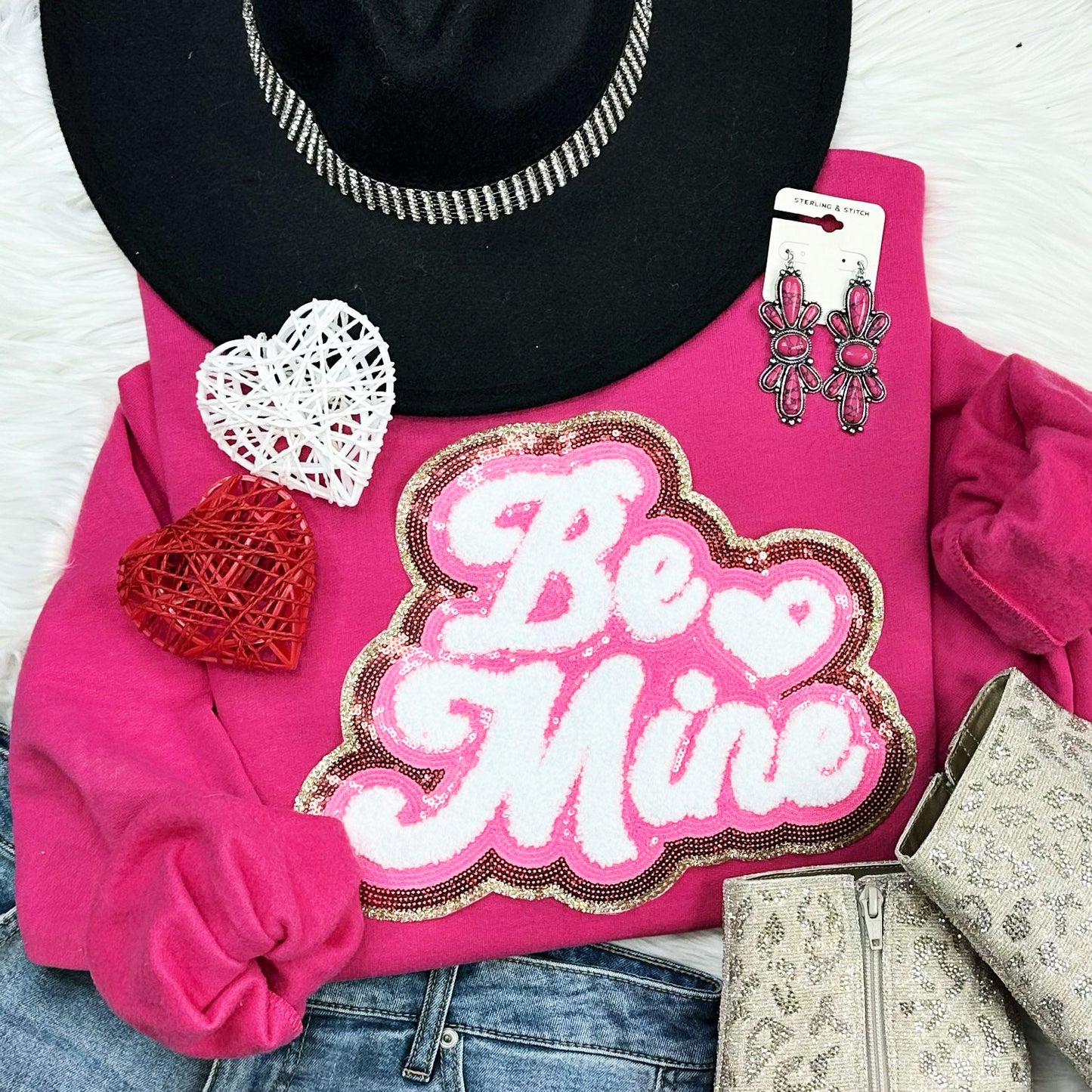 Be Mine Sequin Chenille Patch Sweatshirt