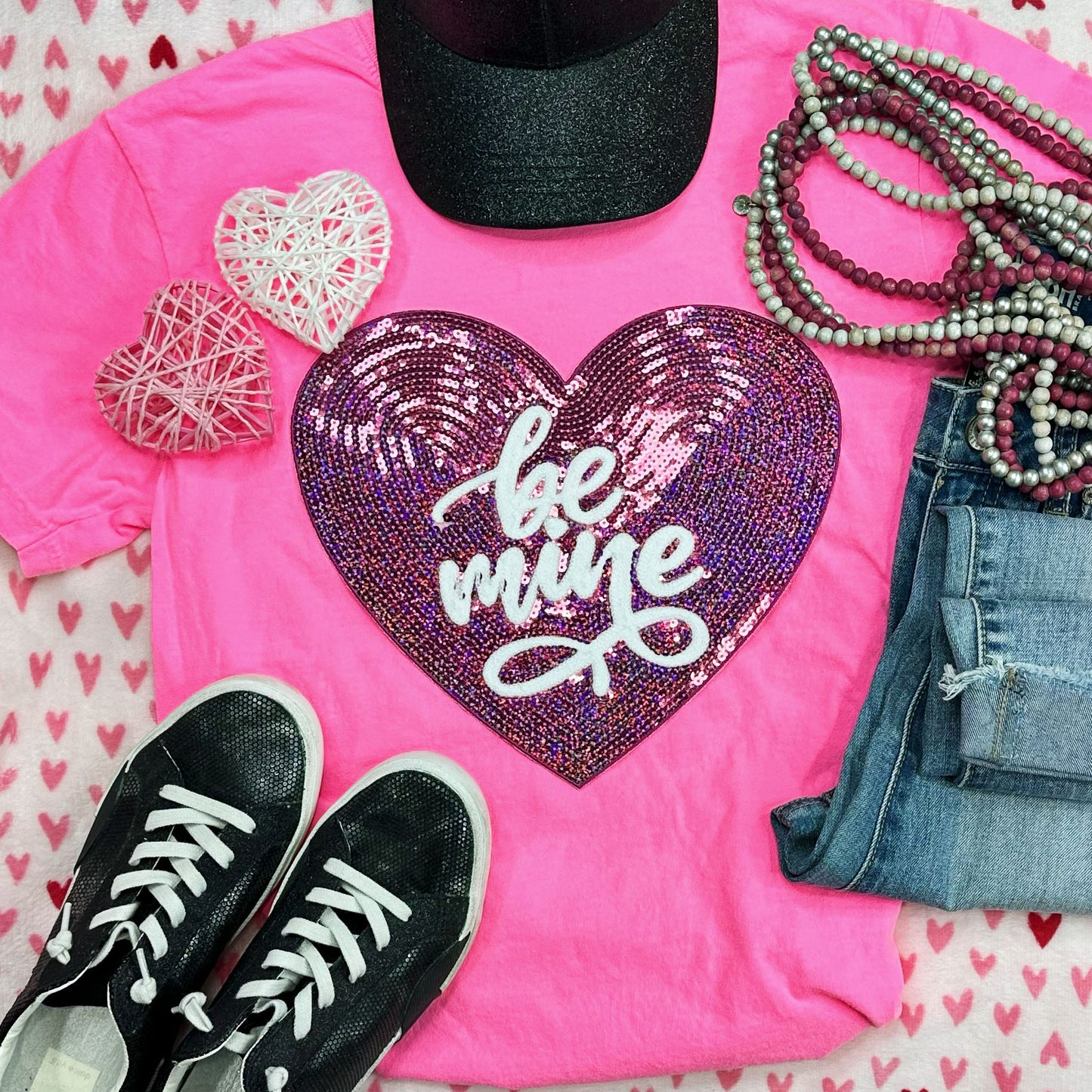 Be Mine SEQUIN HEART Patch Tee