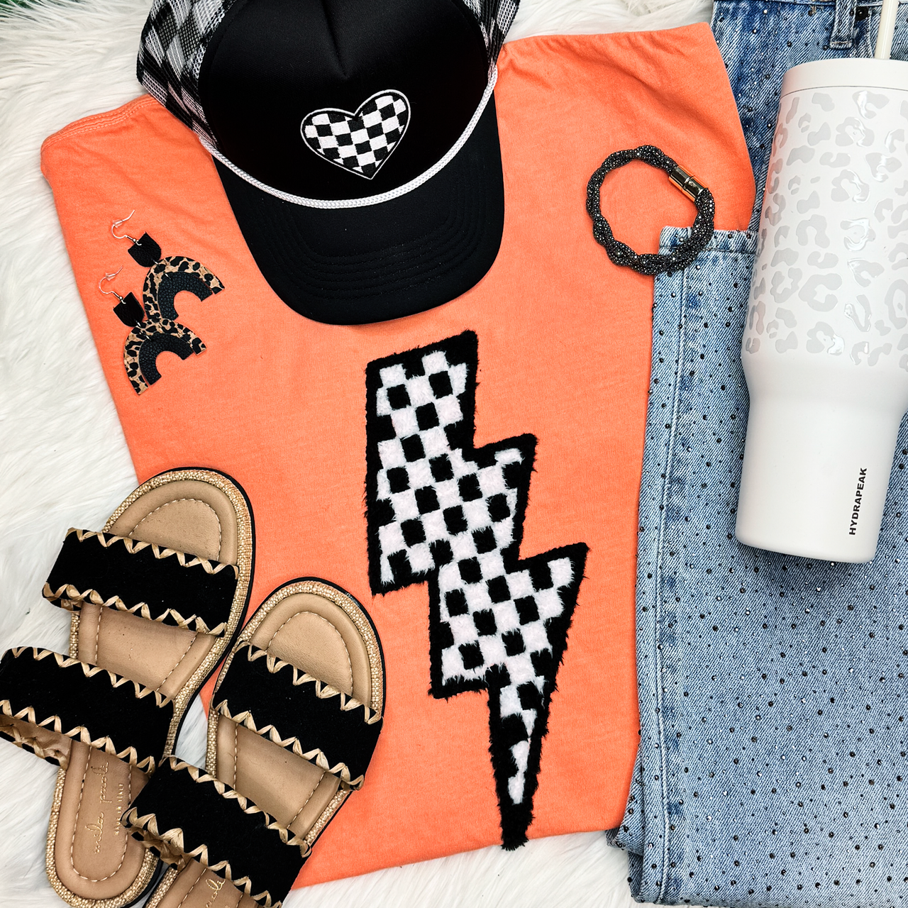 Checkered Lightning Bolt Fluffy Tee