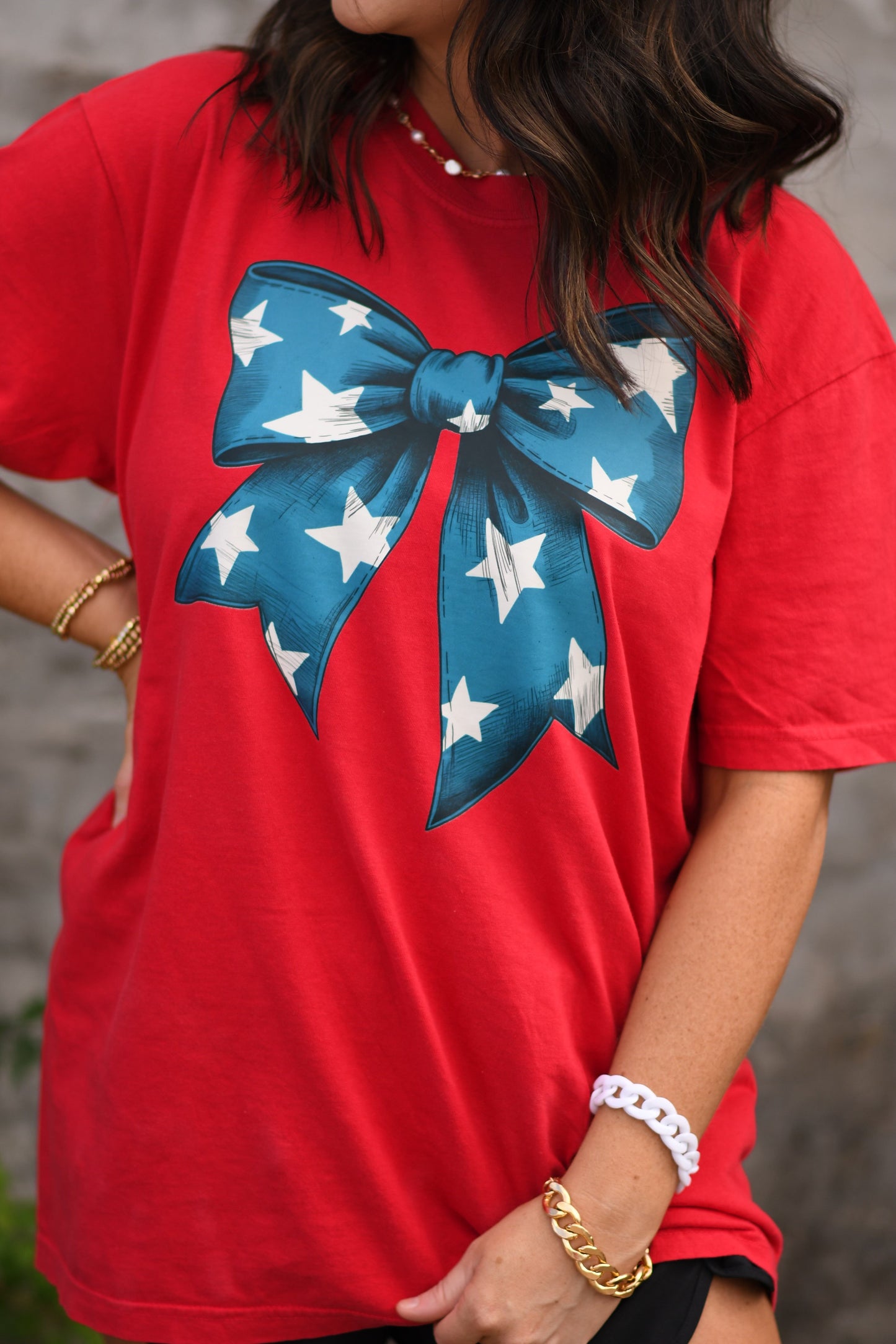 Blue Star Bow Tee