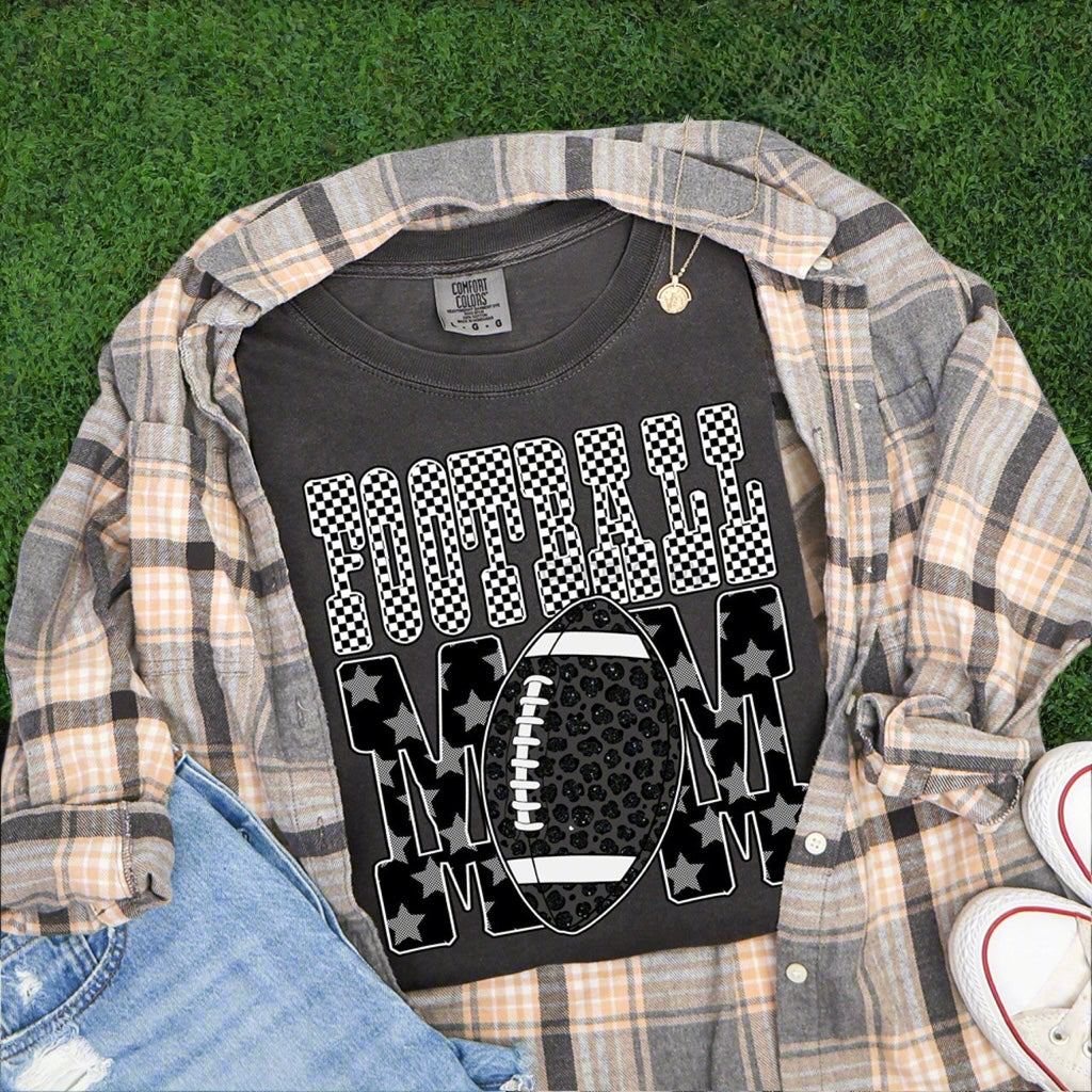 Patterned Football Mom Tee