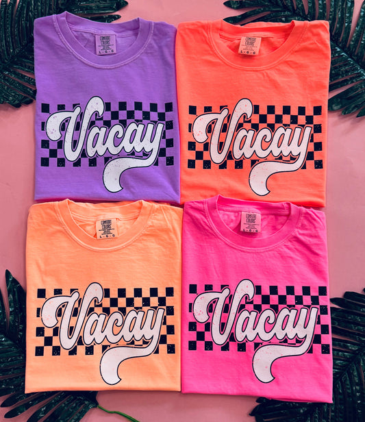 Neon Checkered Vacay Tee