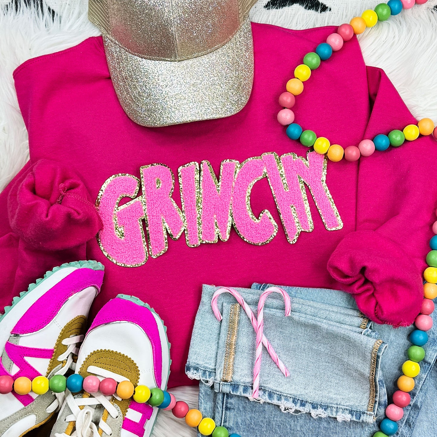 Grinchy Chenille Patch Heliconia Crewneck (3 Colors)
