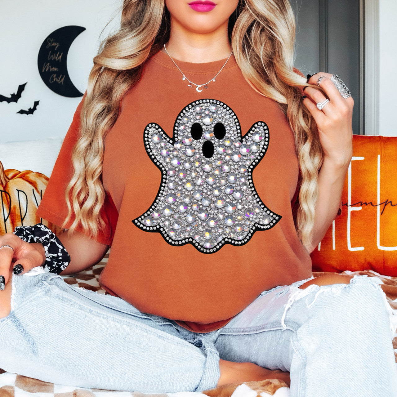 Faux Rhinestone Ghost Tee