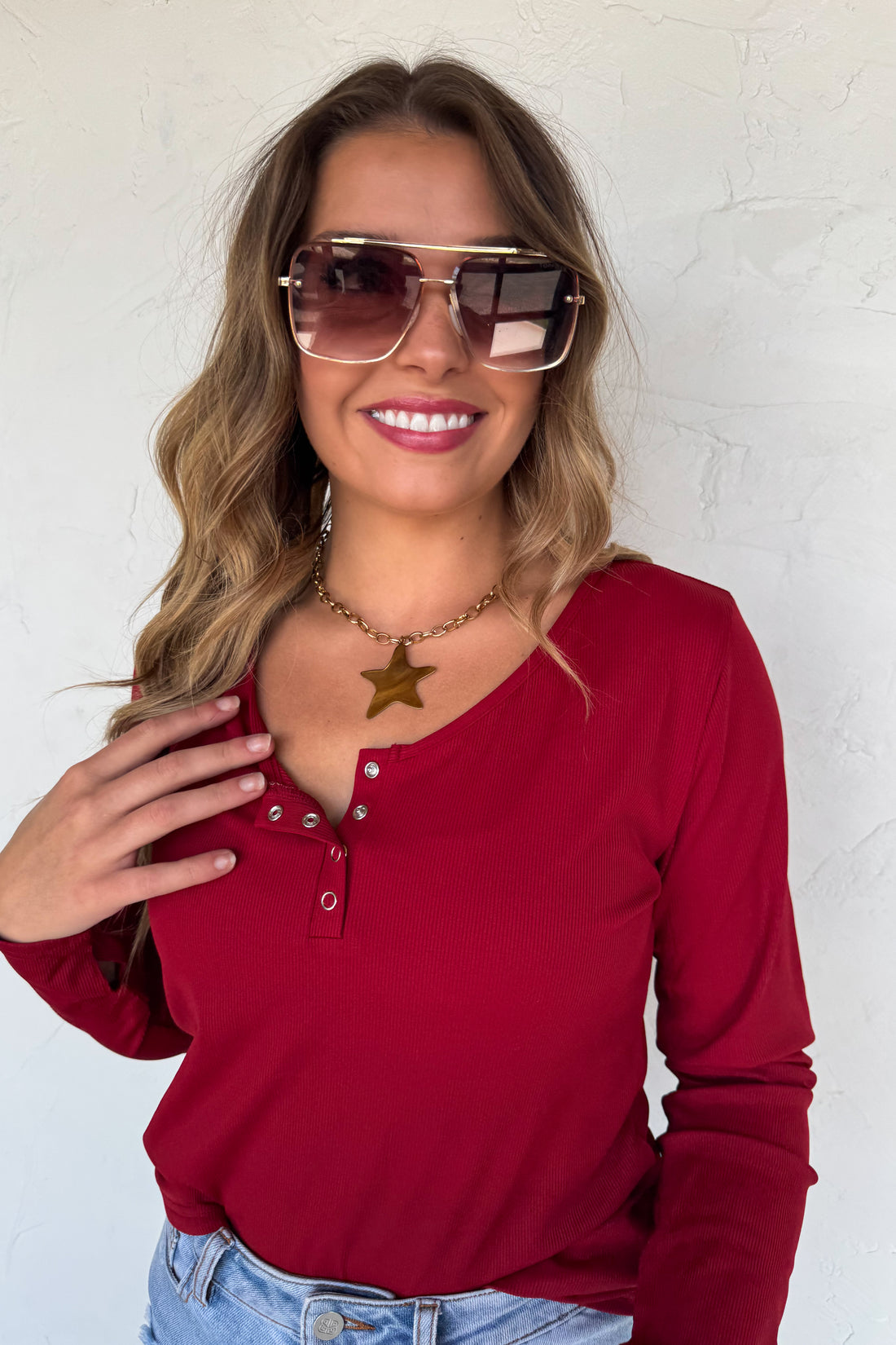 PREORDER- FALL BROOKLYN SNAP HENLEY TOP