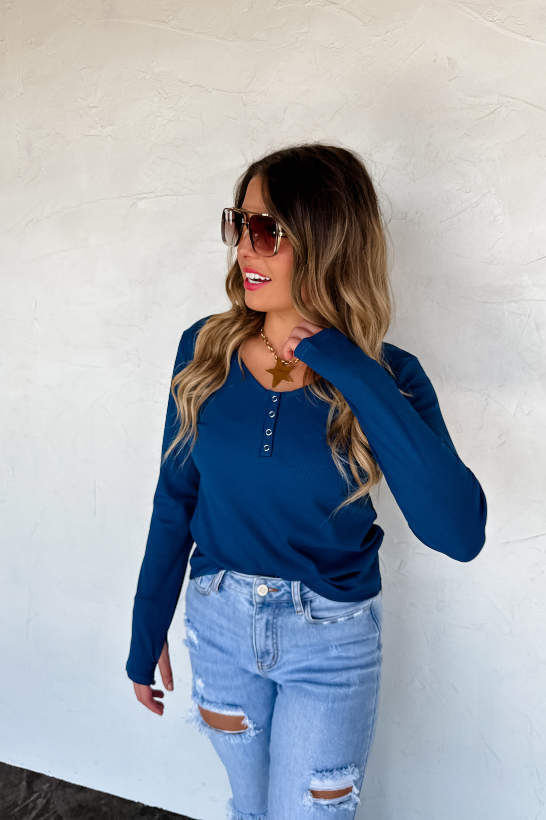 PREORDER- FALL BROOKLYN SNAP HENLEY TOP