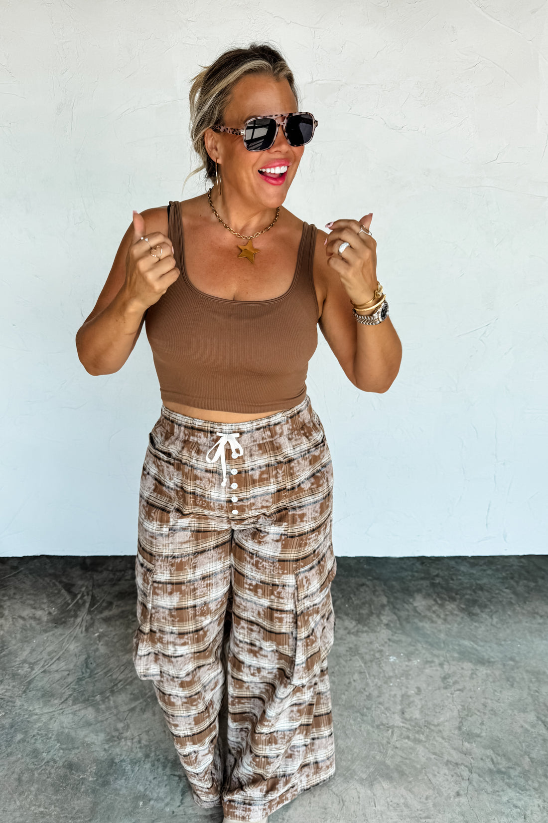 PREORDER- PLAID BEHAVIOR WIDE LEG PANTS