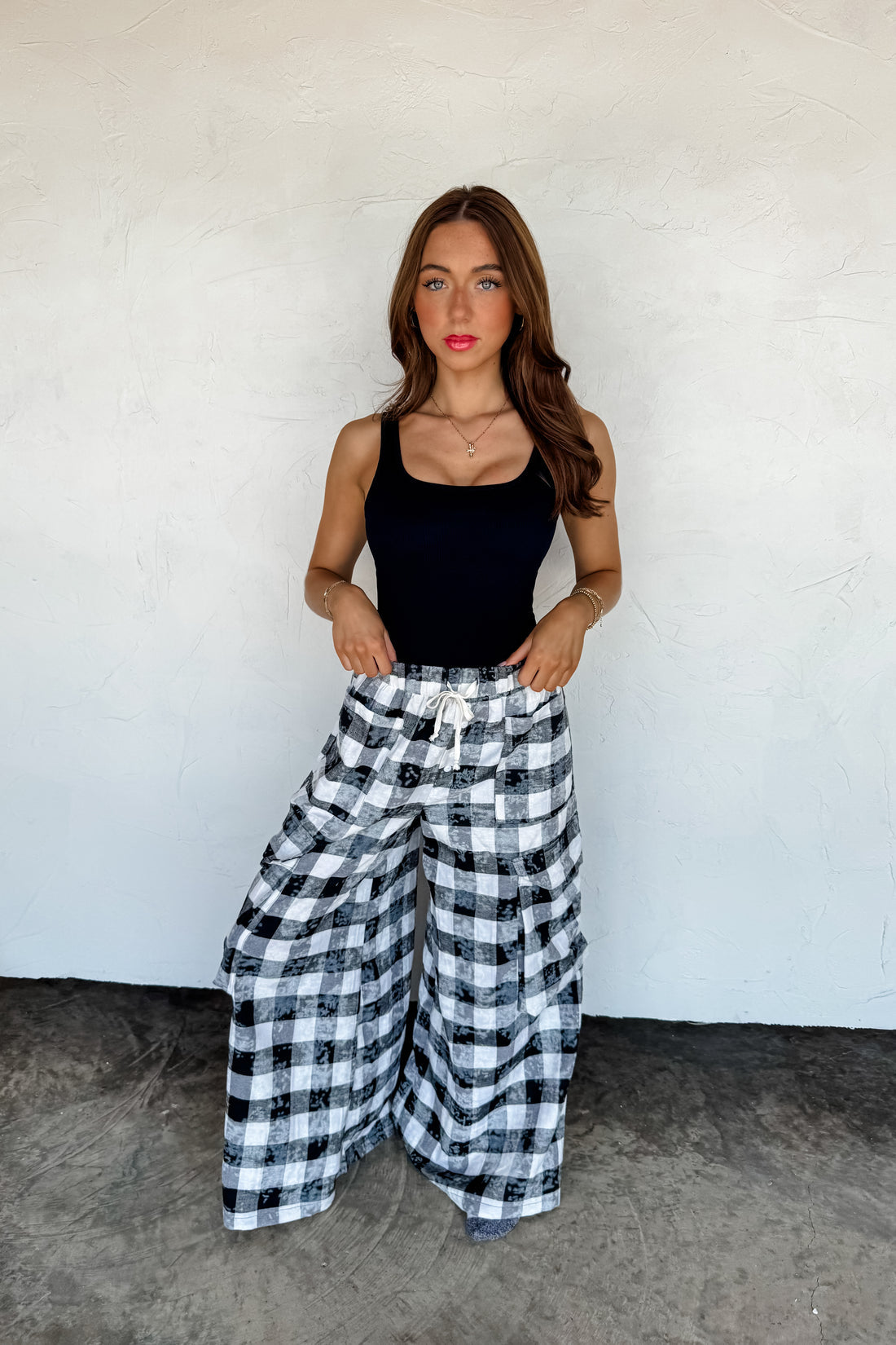 PREORDER- PLAID BEHAVIOR WIDE LEG PANTS