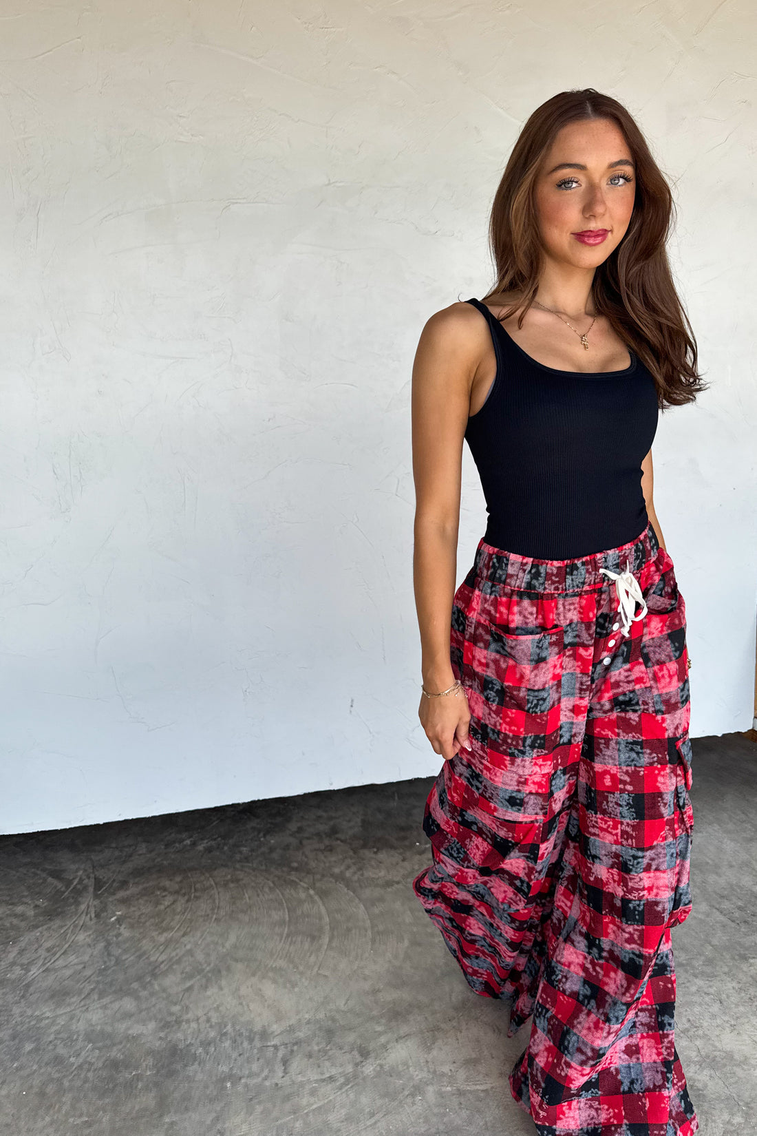 PREORDER- PLAID BEHAVIOR WIDE LEG PANTS