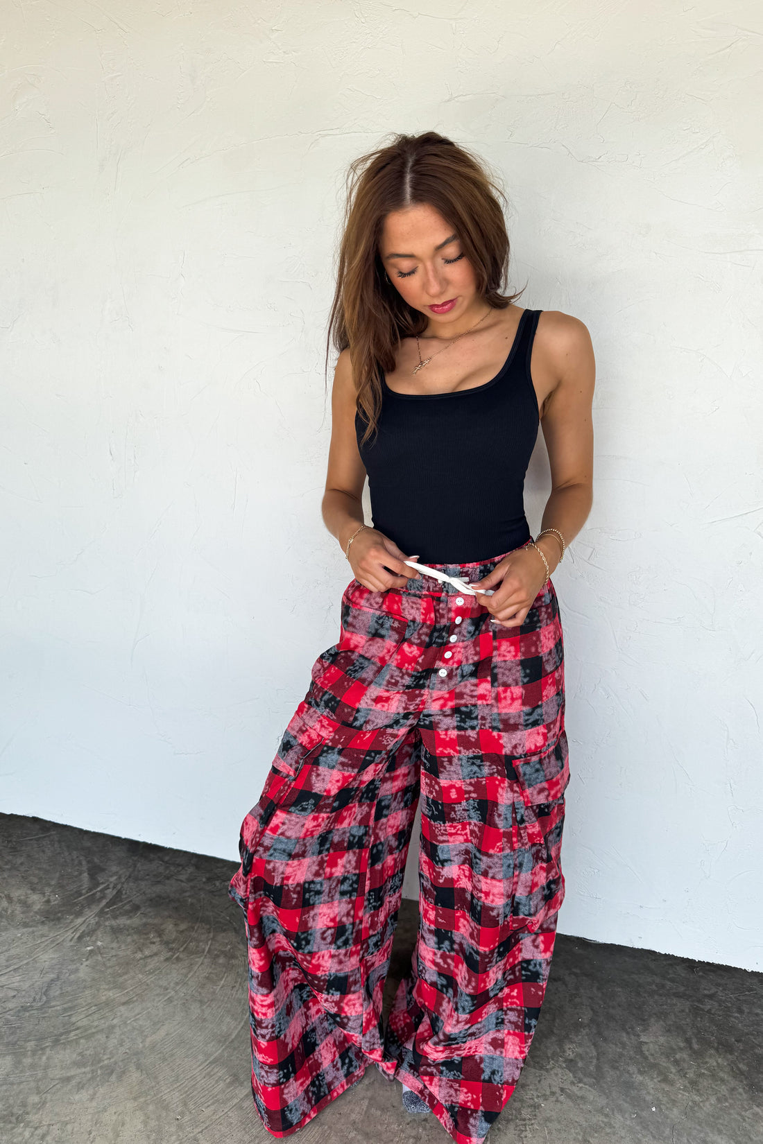 PREORDER- PLAID BEHAVIOR WIDE LEG PANTS