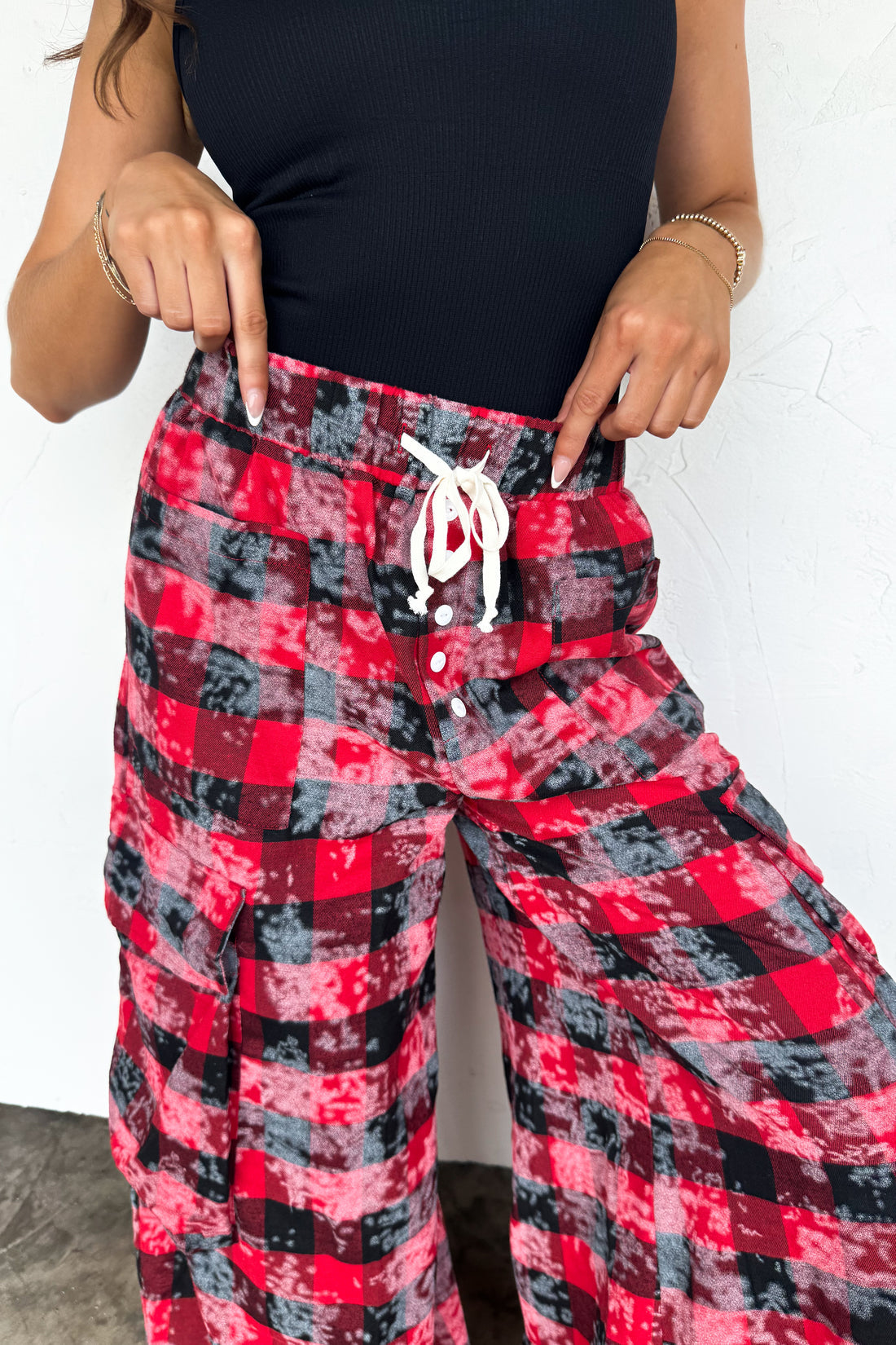 PREORDER- PLAID BEHAVIOR WIDE LEG PANTS