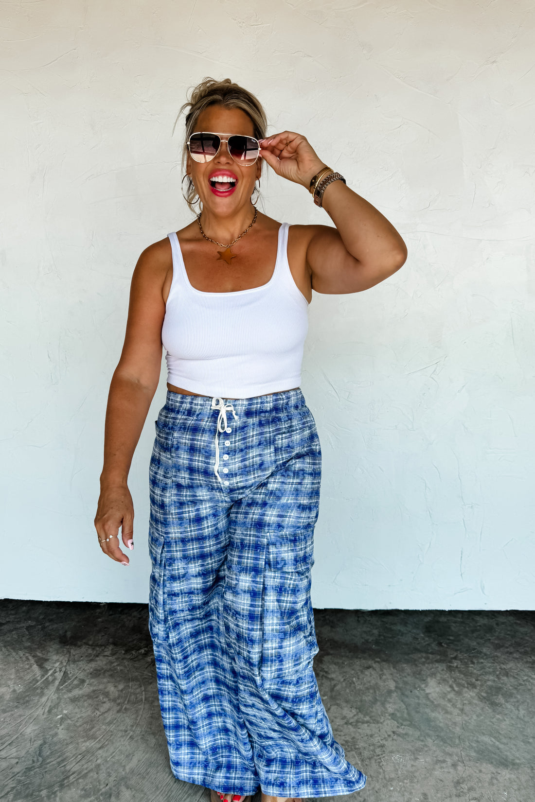 PREORDER- PLAID BEHAVIOR WIDE LEG PANTS