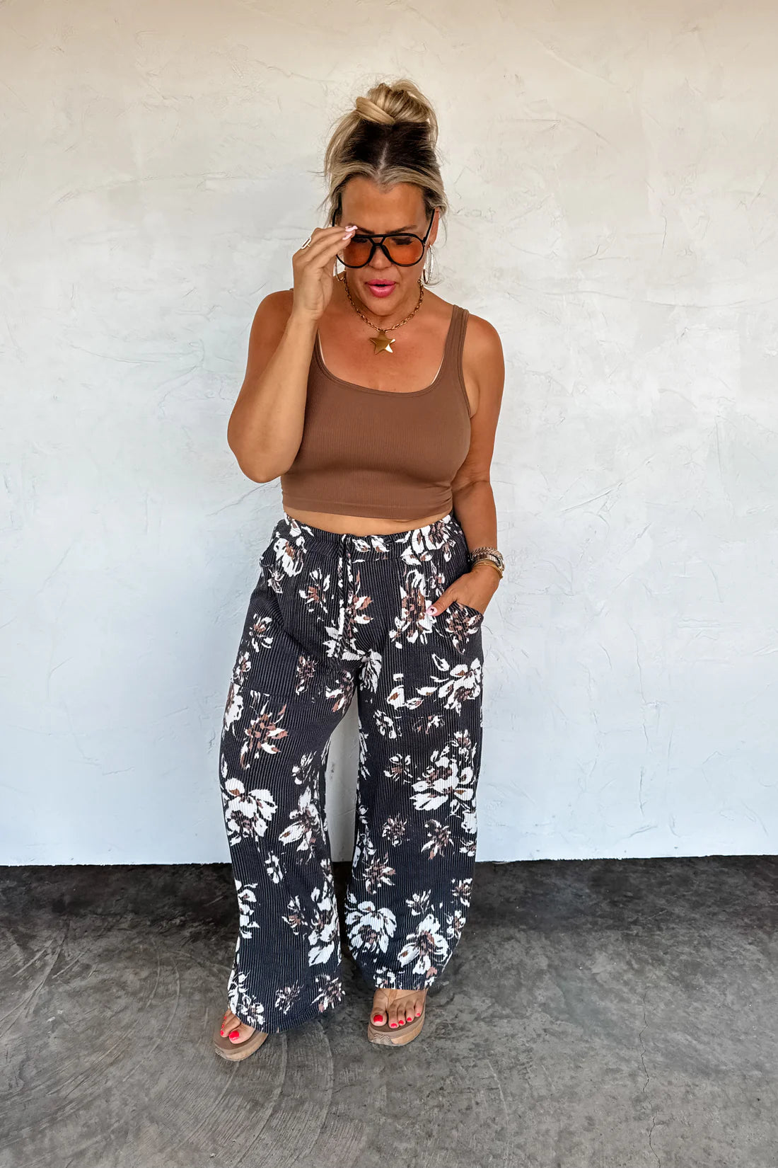 PREORDER- HADDIE FLORAL WIDE LEG PANTS