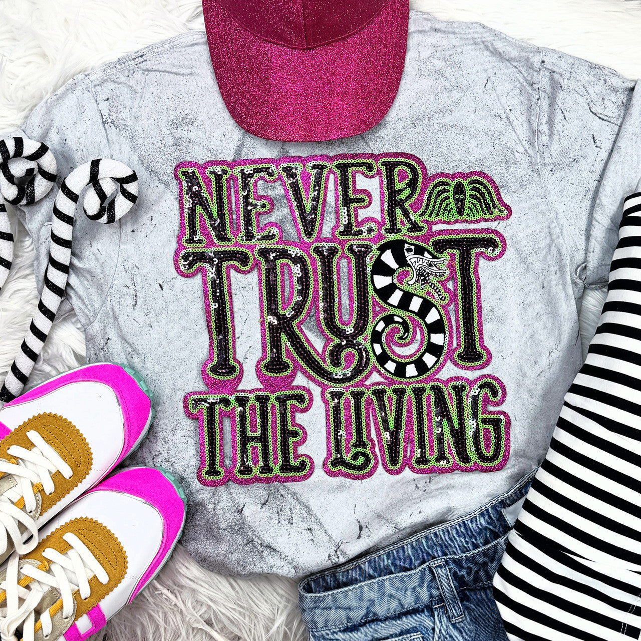Never Trust The Living Sequin Tee