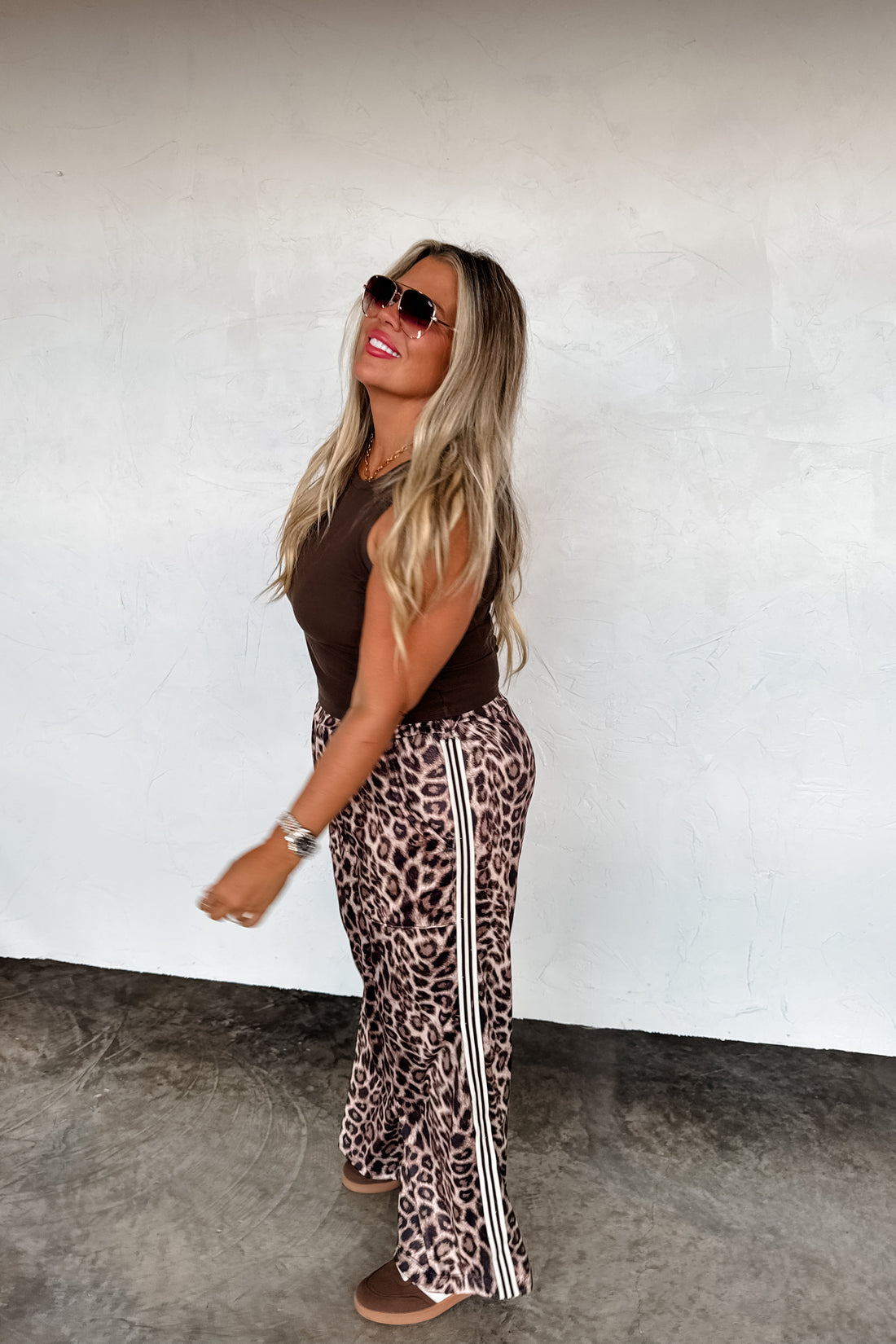 PREORDER- HADDIE SILKY CHEETAH WIDE LEG PANTS