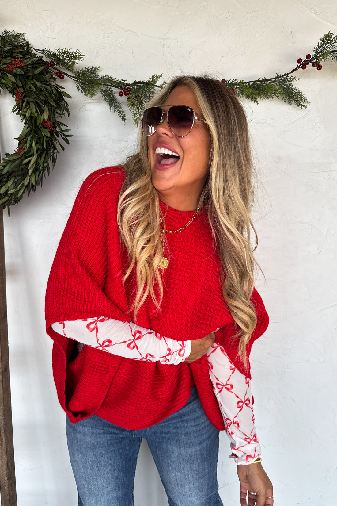 PREORDER- CHRISTMAS MEG PULLOVER PONCHO