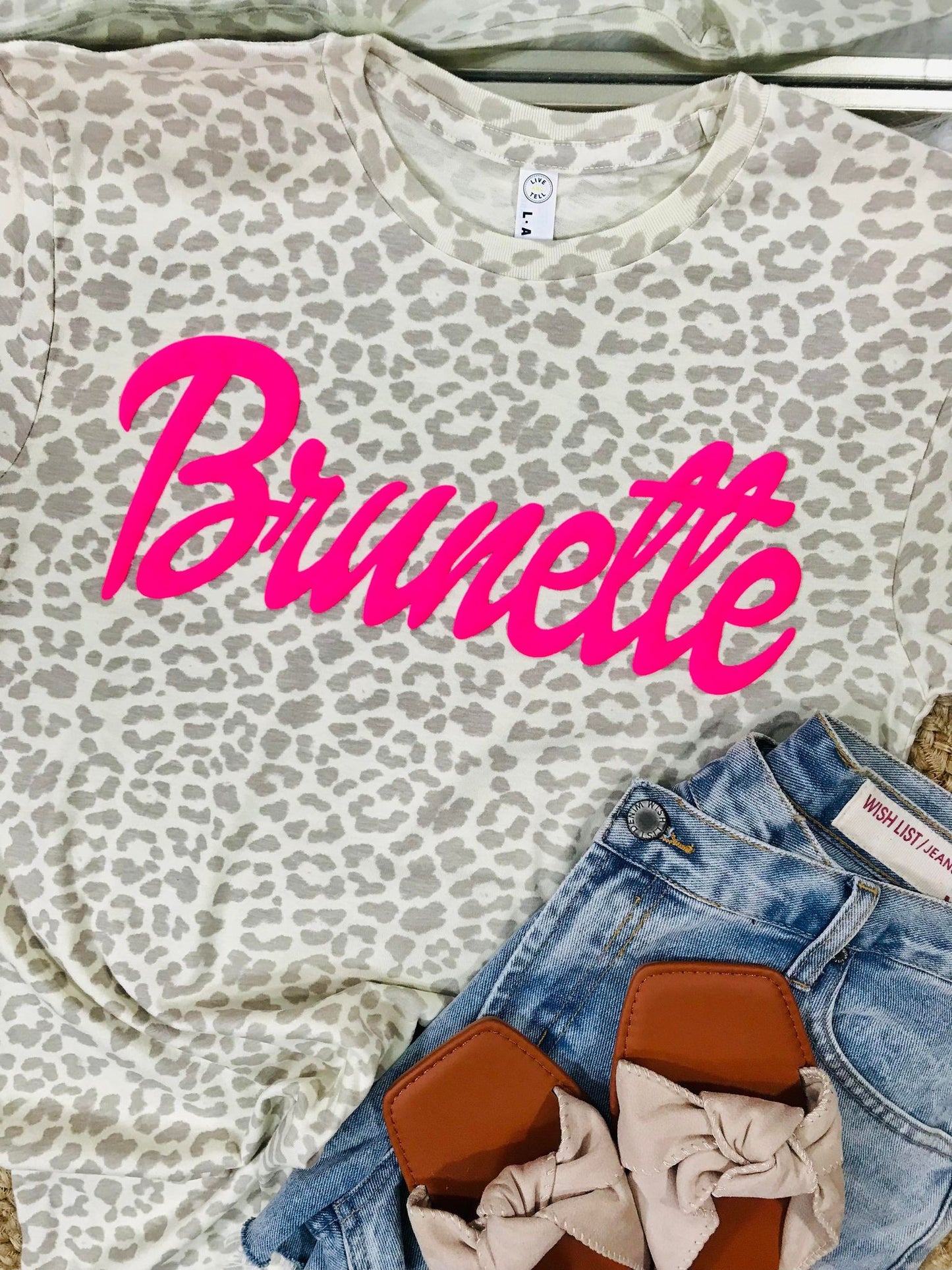 Brunette Barbie Leopard Puff Tee