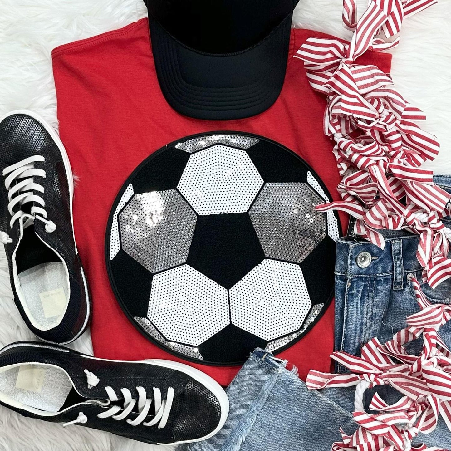 Sequin Soccer Chenille Patch Everyday Tee