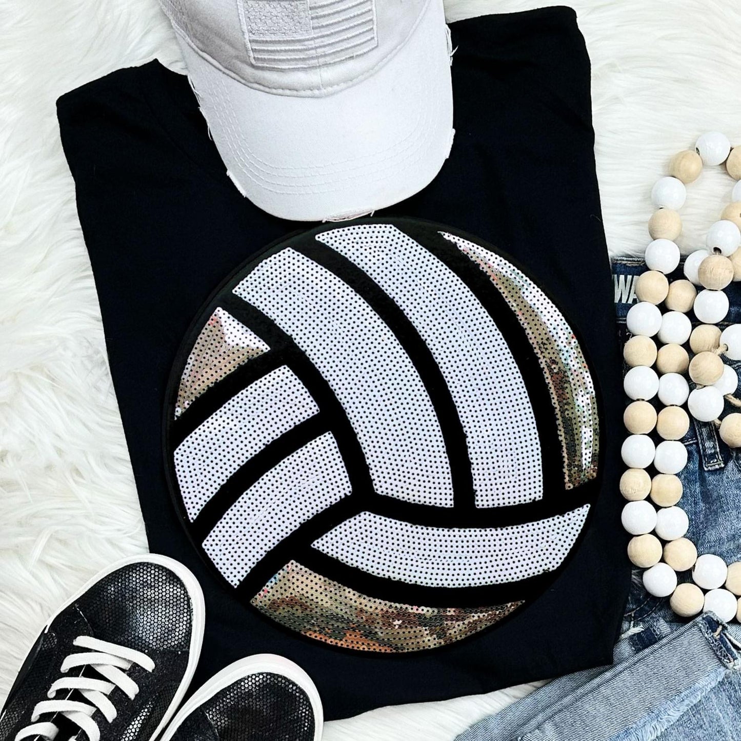 Sequin Volleyball Chenille Patch Everyday Tee