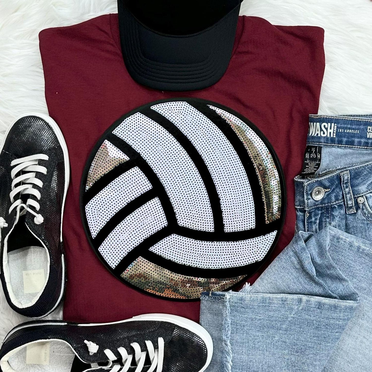 Sequin Volleyball Chenille Patch Everyday Tee