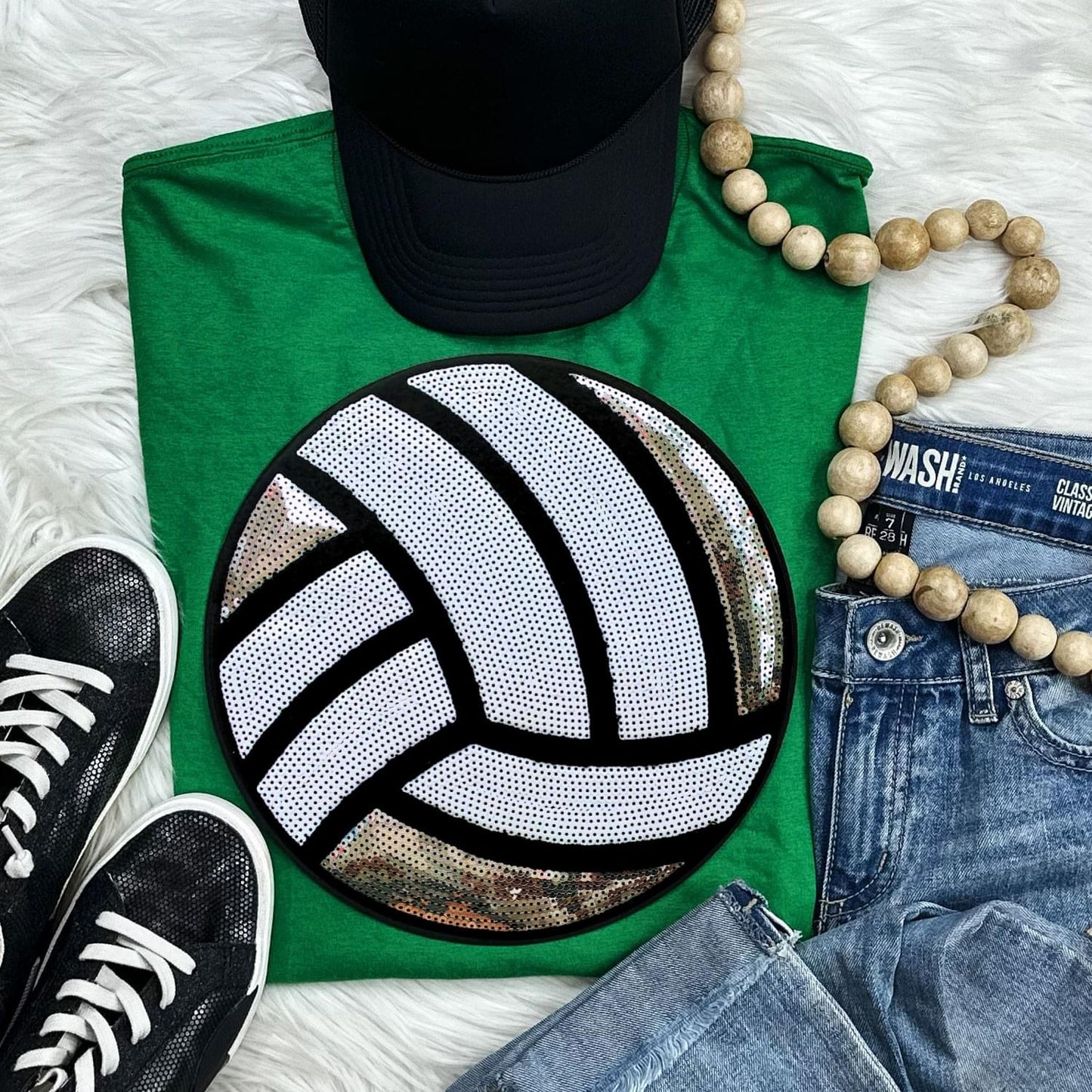 Sequin Volleyball Chenille Patch Everyday Tee