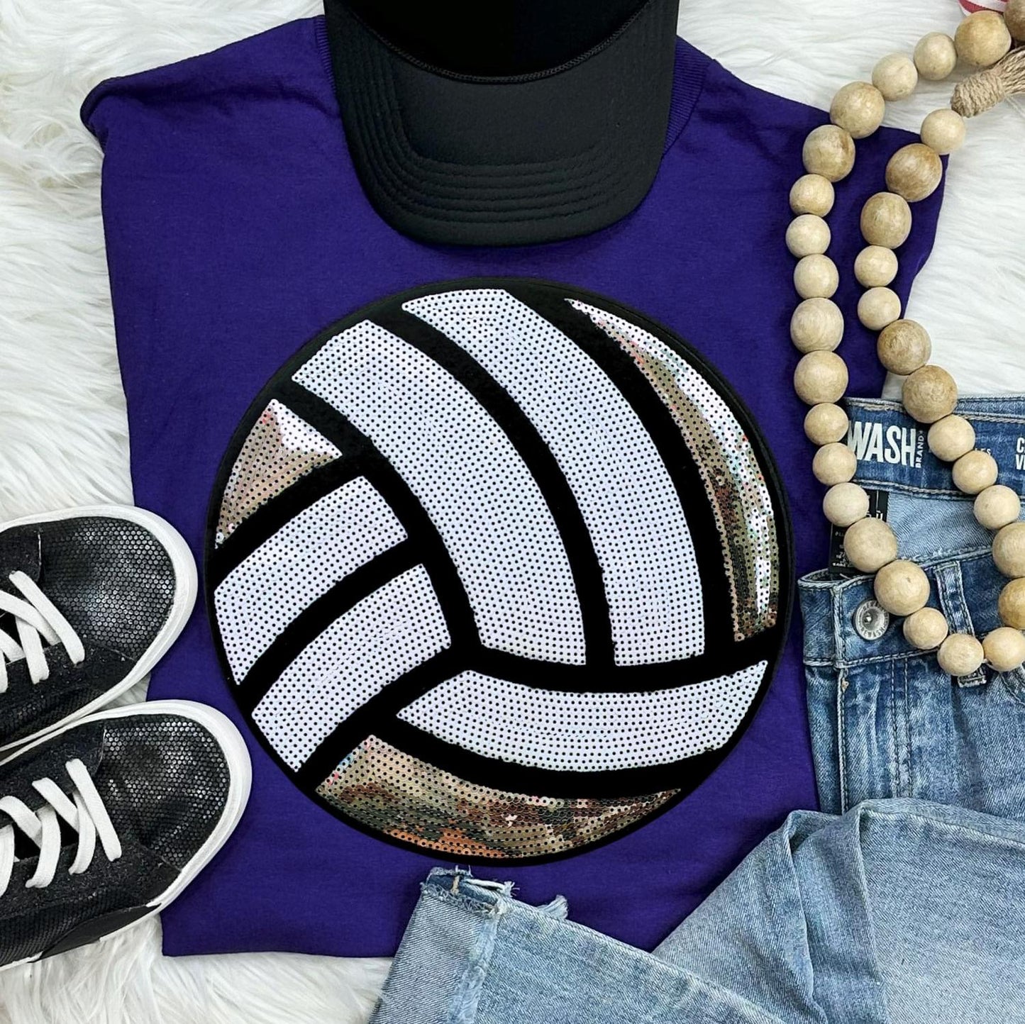 Sequin Volleyball Chenille Patch Everyday Tee