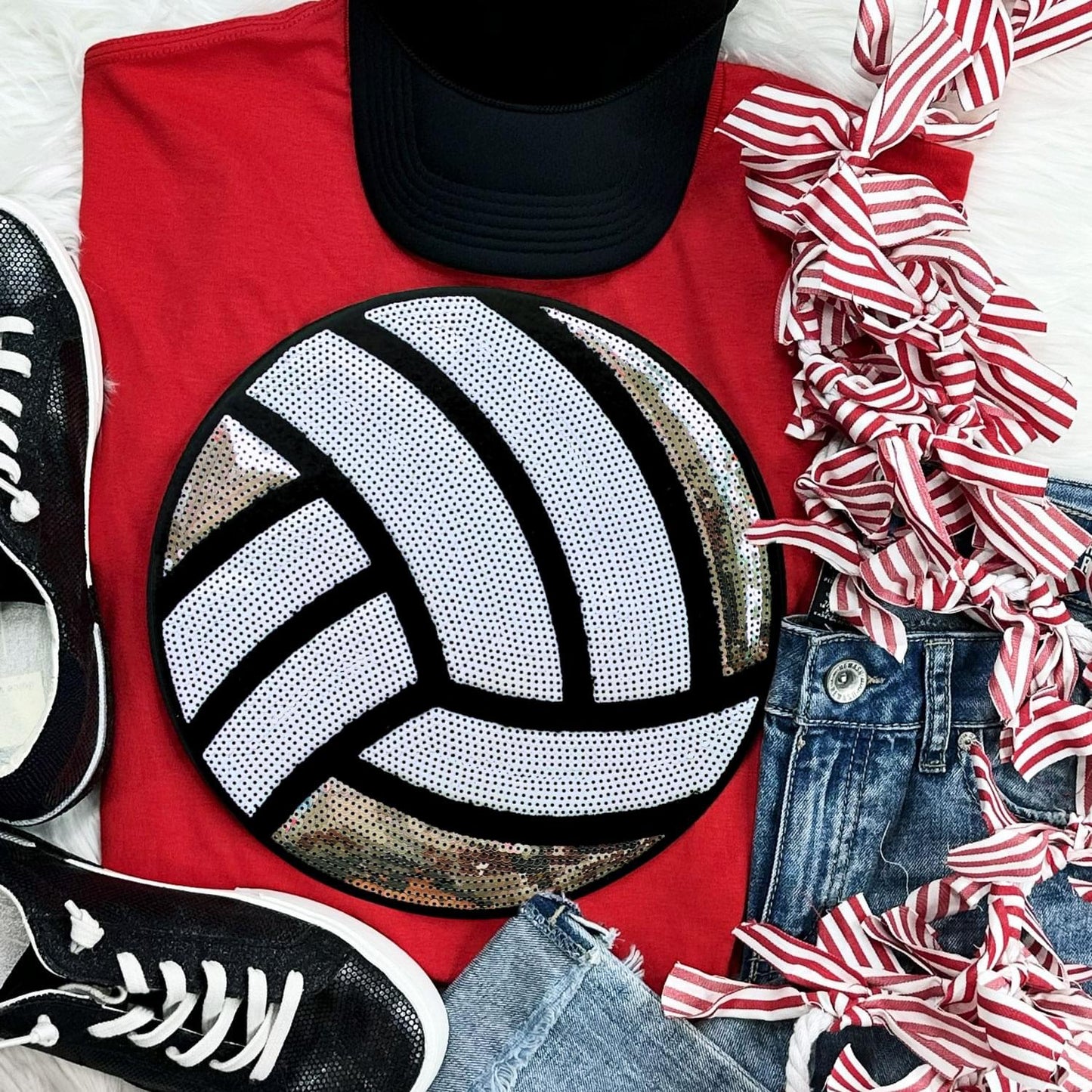 Sequin Volleyball Chenille Patch Everyday Tee