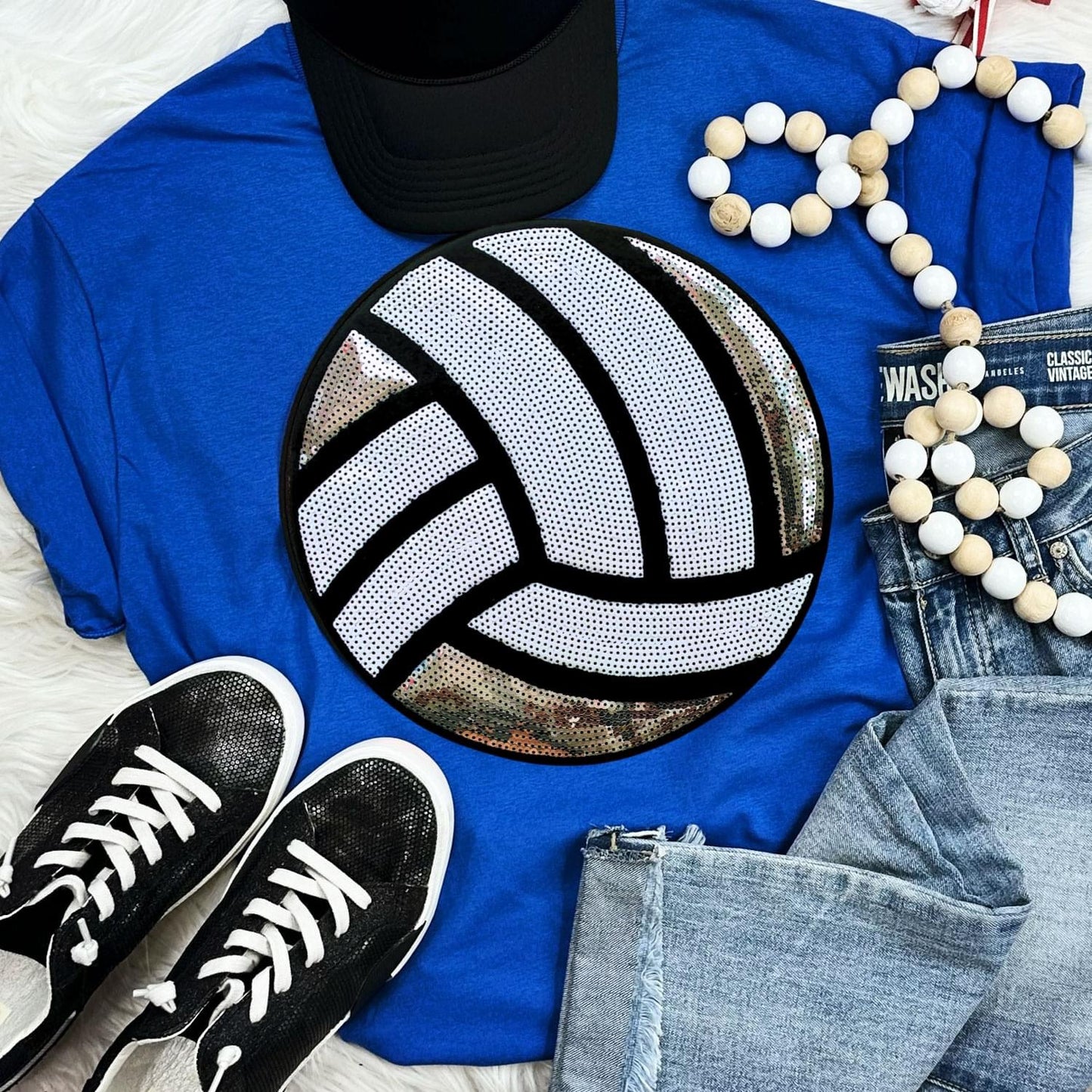 Sequin Volleyball Chenille Patch Everyday Tee