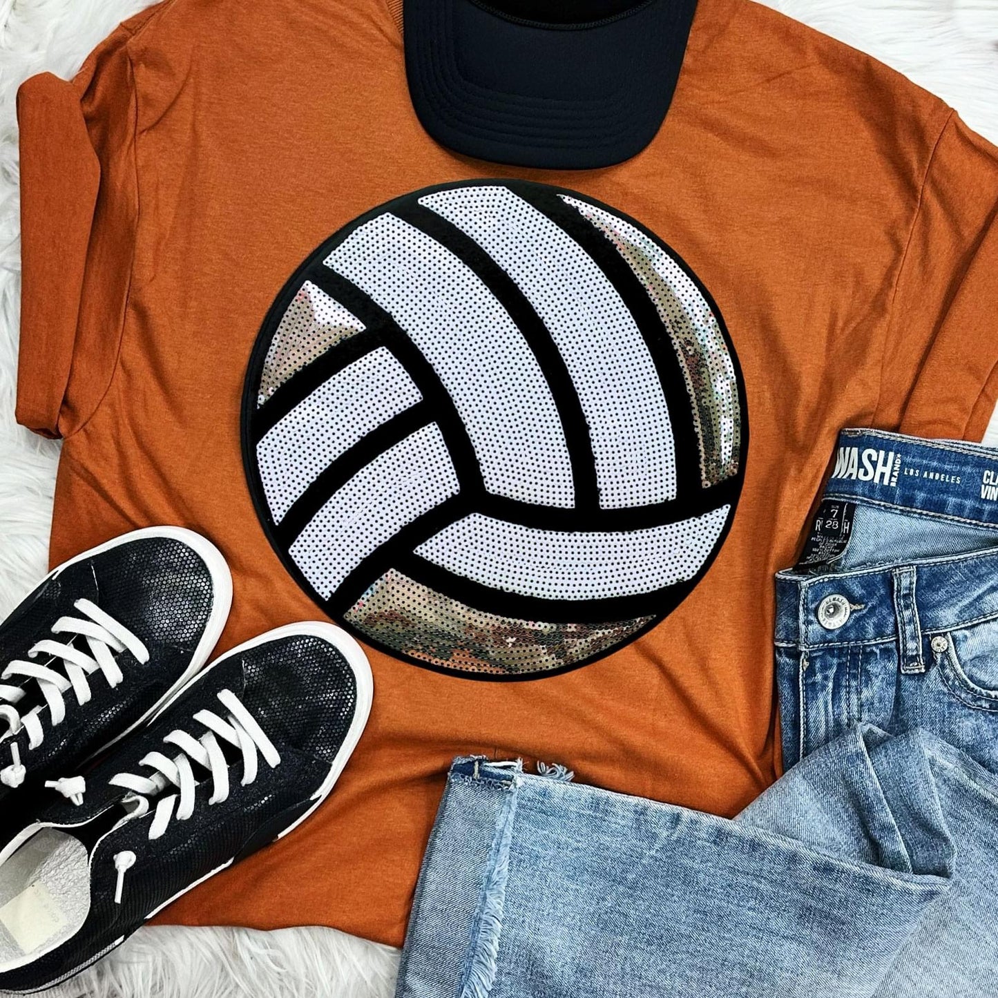 Sequin Volleyball Chenille Patch Everyday Tee