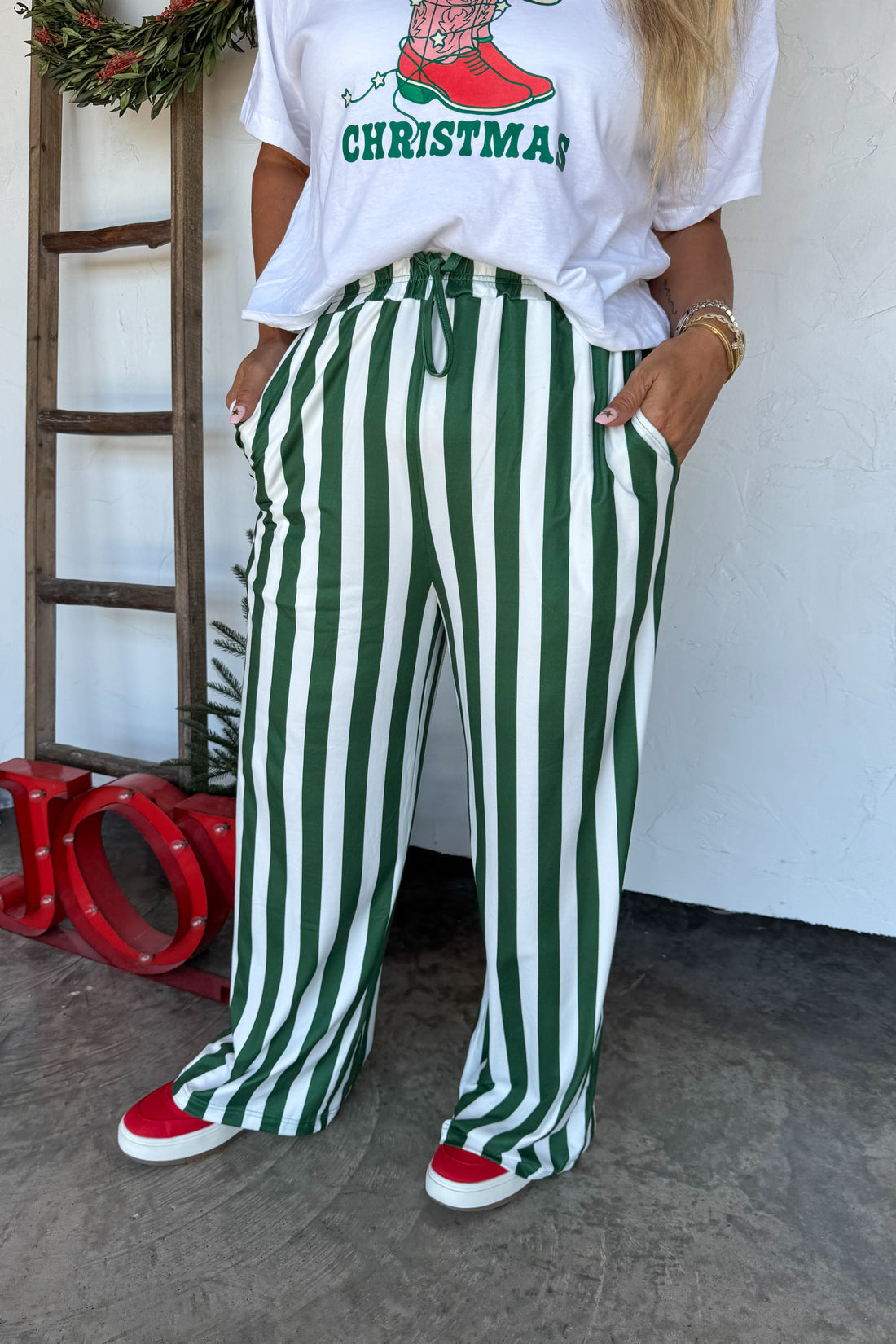 PREORDER- CHRISTMAS VERTICAL VIBES STRIPE PANTS