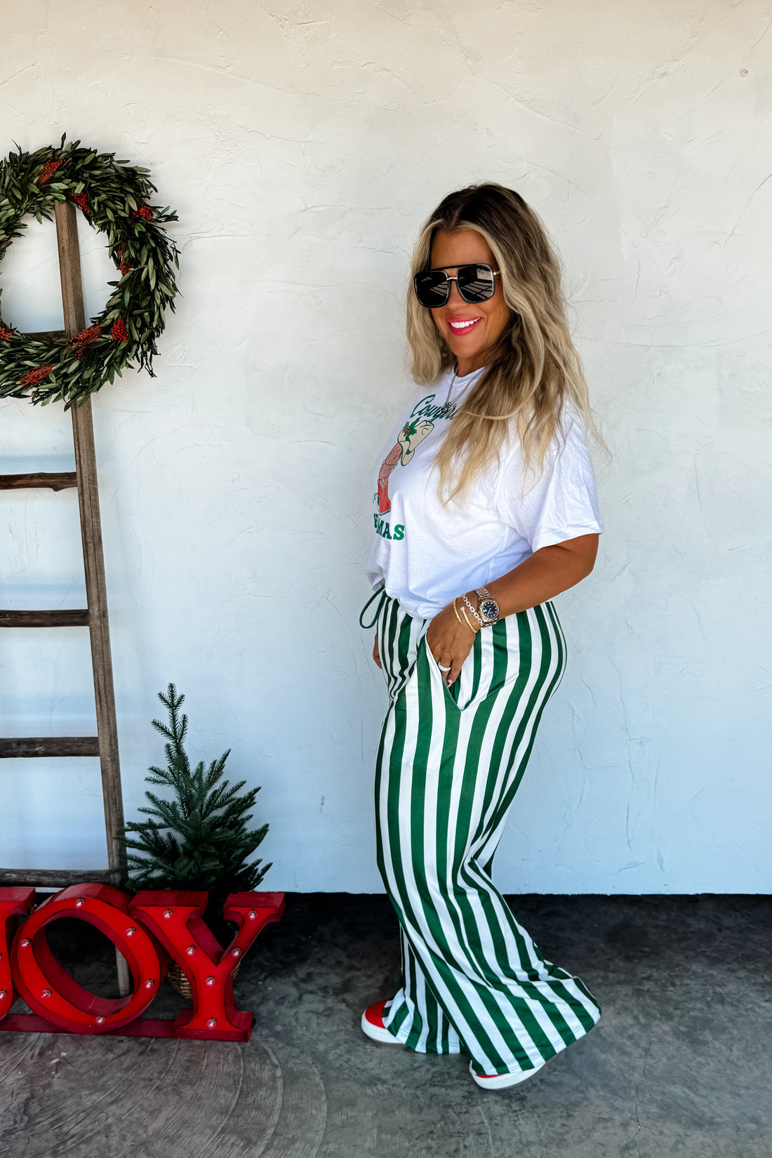 PREORDER- CHRISTMAS VERTICAL VIBES STRIPE PANTS