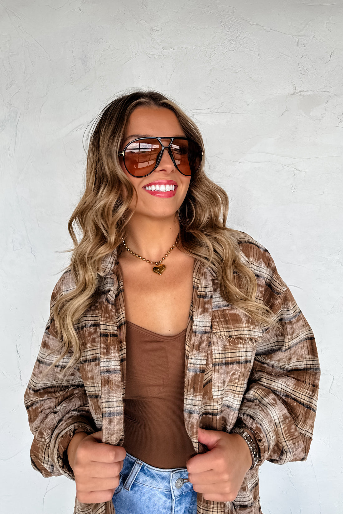 PREORDER- JUNIPER BLEACHED PLAID TOP