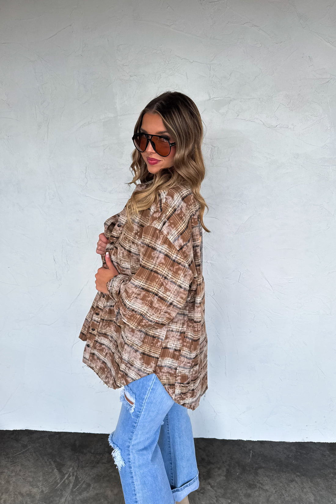 PREORDER- JUNIPER BLEACHED PLAID TOP