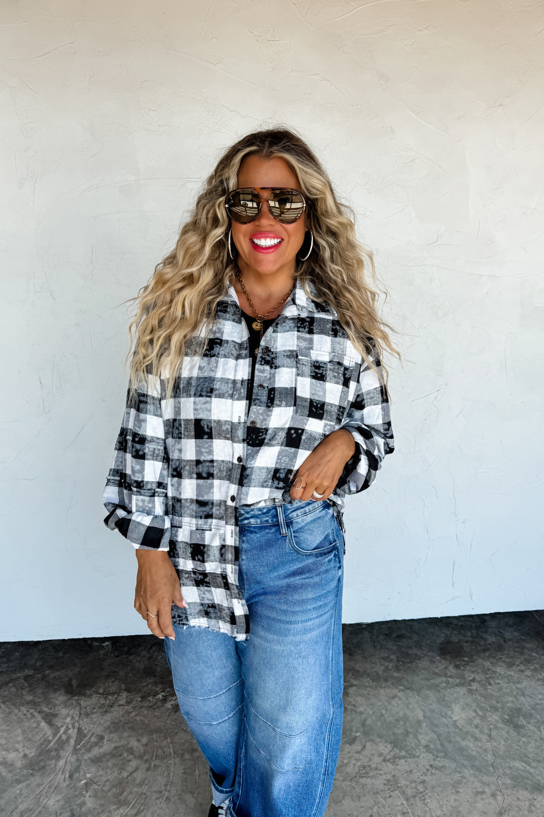 PREORDER- JUNIPER BLEACHED PLAID TOP