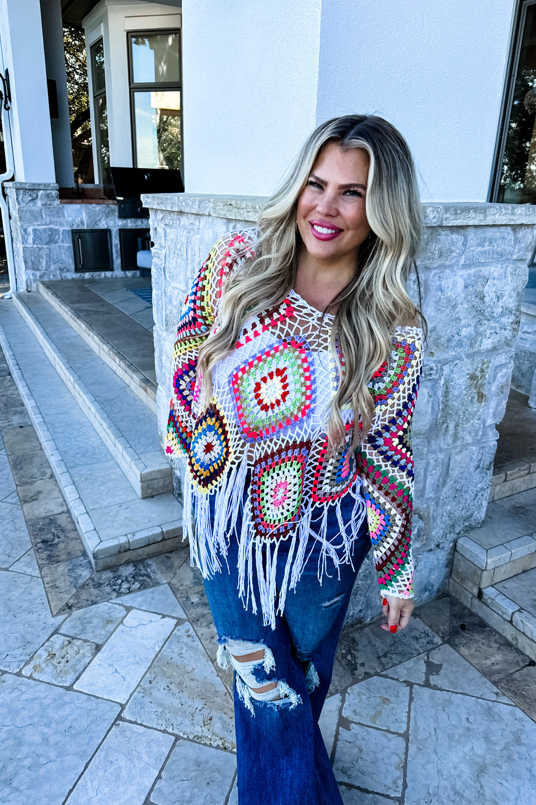 PREORDER- BOHO CROCHET KNIT TOPS (5 Colors)
