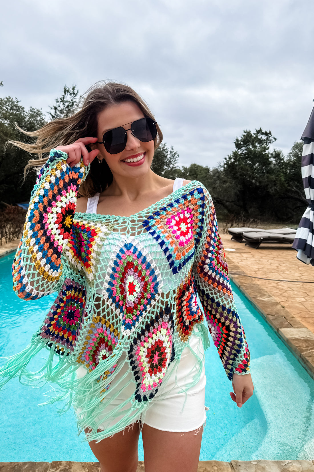 PREORDER- BOHO CROCHET KNIT TOPS (5 Colors)