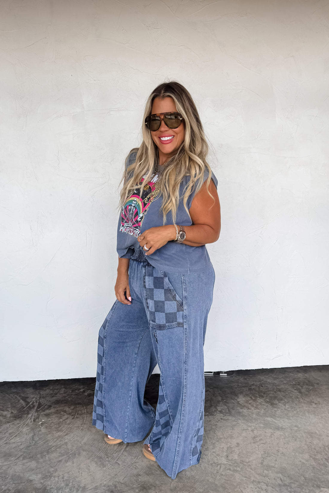 PREORDER- GROOVE ON CHECKER FLARE PANTS
