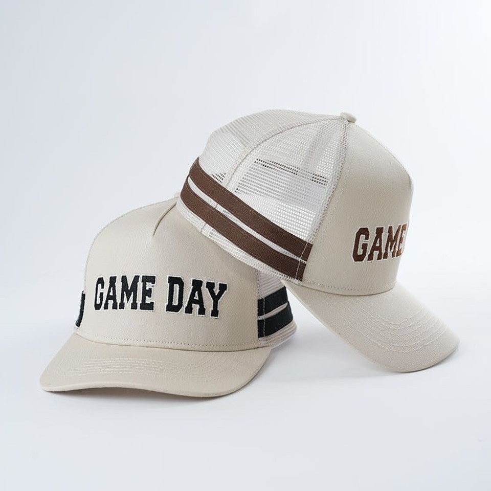 Embroidered Game Day Double Stripe Trucker Hat
