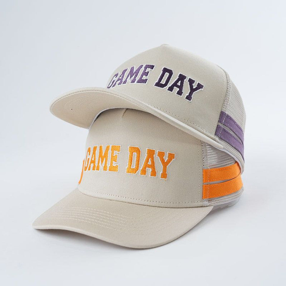 Embroidered Game Day Double Stripe Trucker Hat