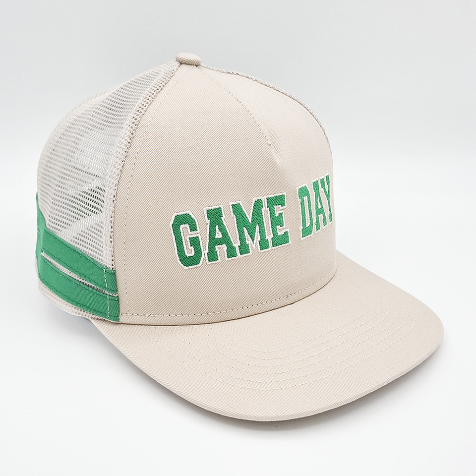 Embroidered Game Day Double Stripe Trucker Hat