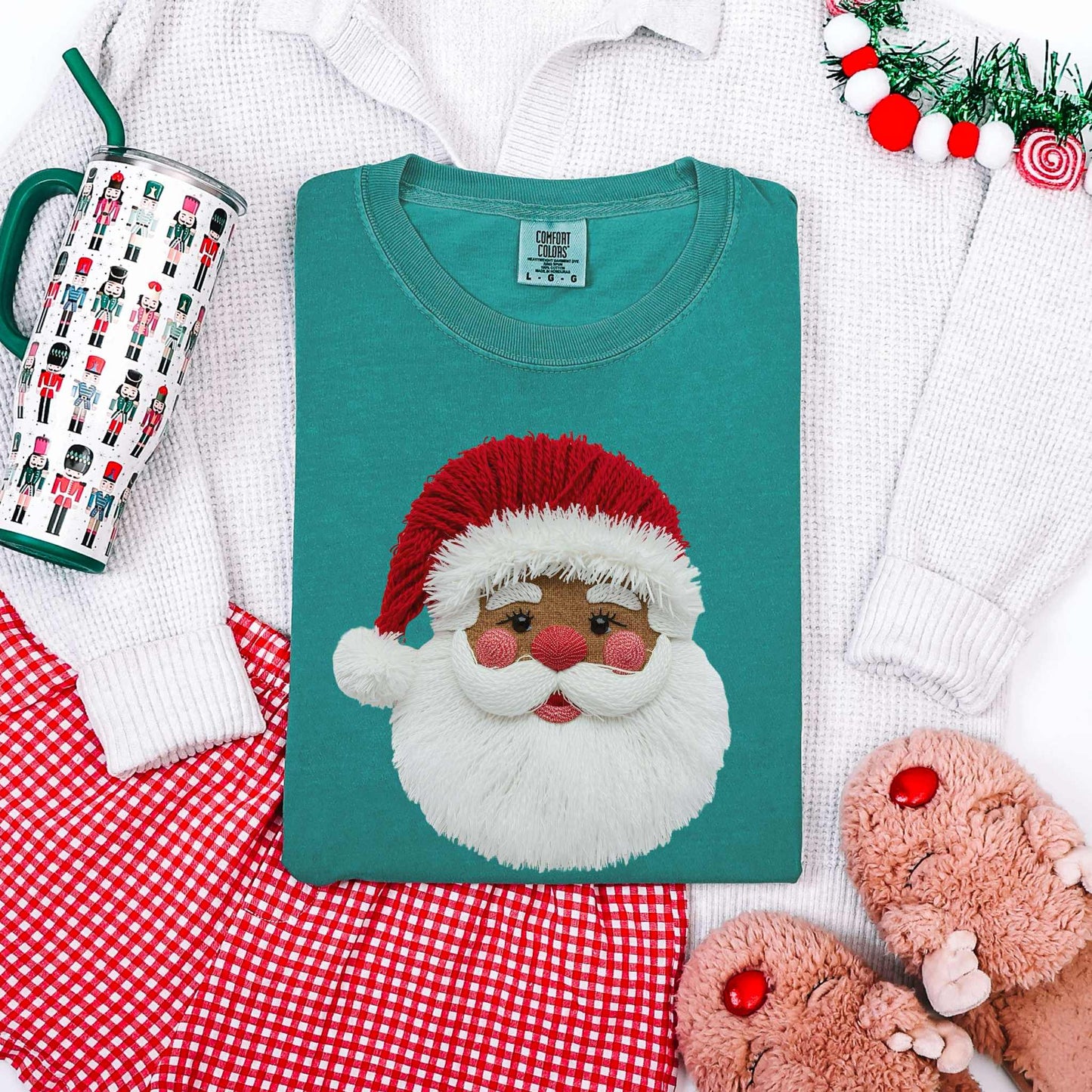 Faux Yarn Santa Dark Skin Tee