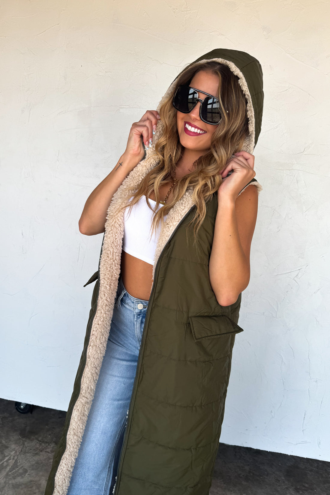 PREORDER- REVERSIBLE SHERPA PUFFER VEST