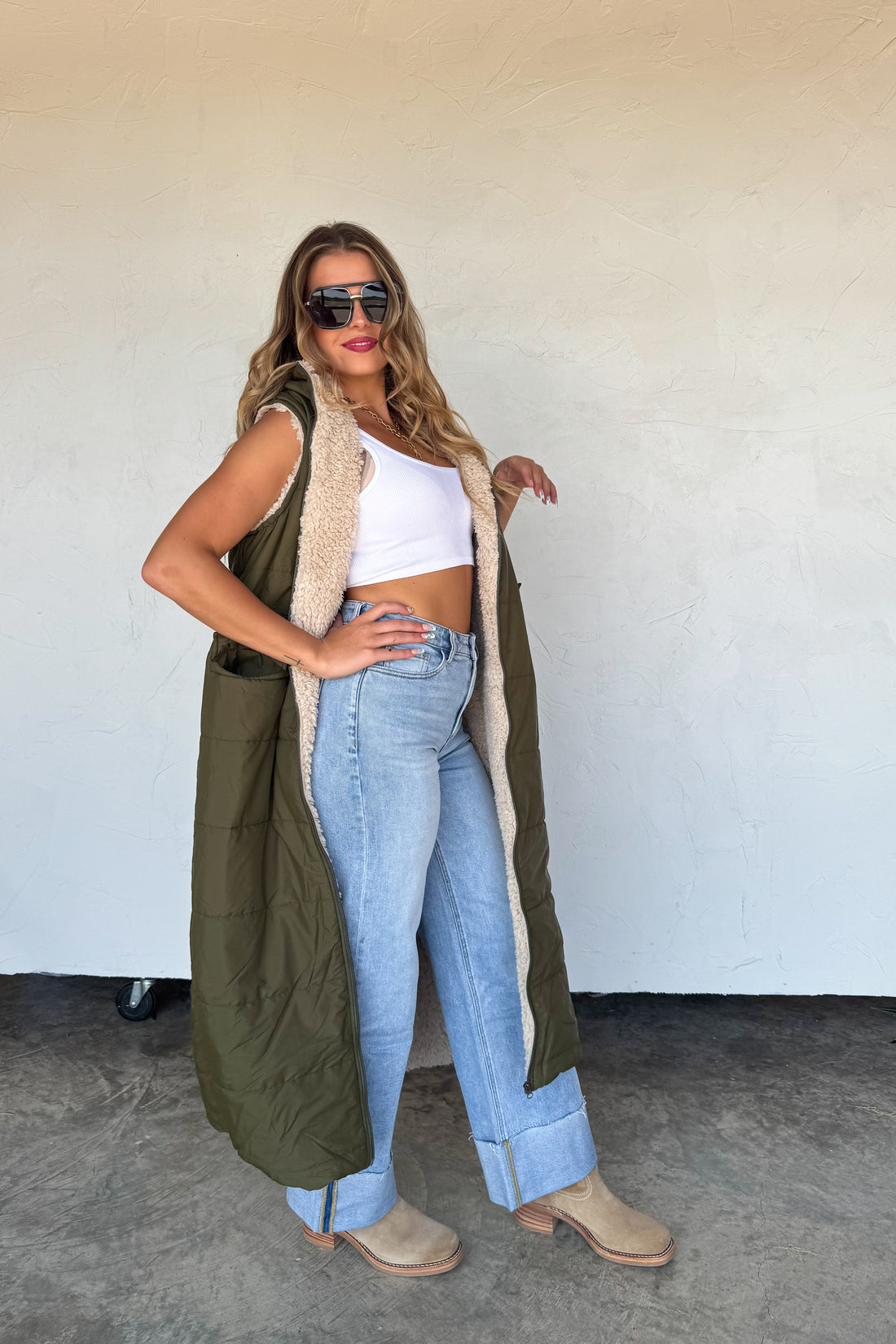 PREORDER- REVERSIBLE SHERPA PUFFER VEST