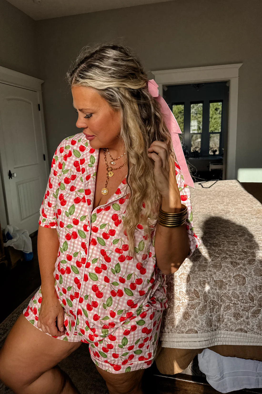 PREORDER- FLORAL AND CHERRIES PJ SET
