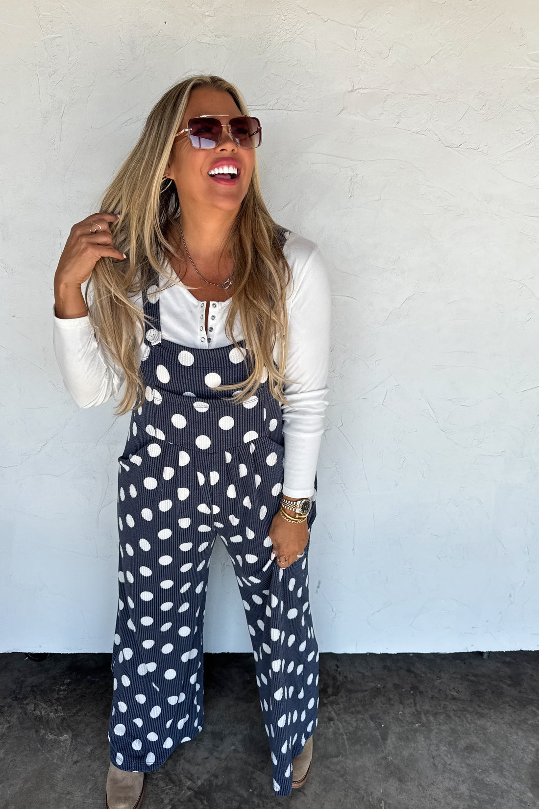 PREORDER- POLKA DOT KARLI BOHO OVERALLS (MADE IN USA)