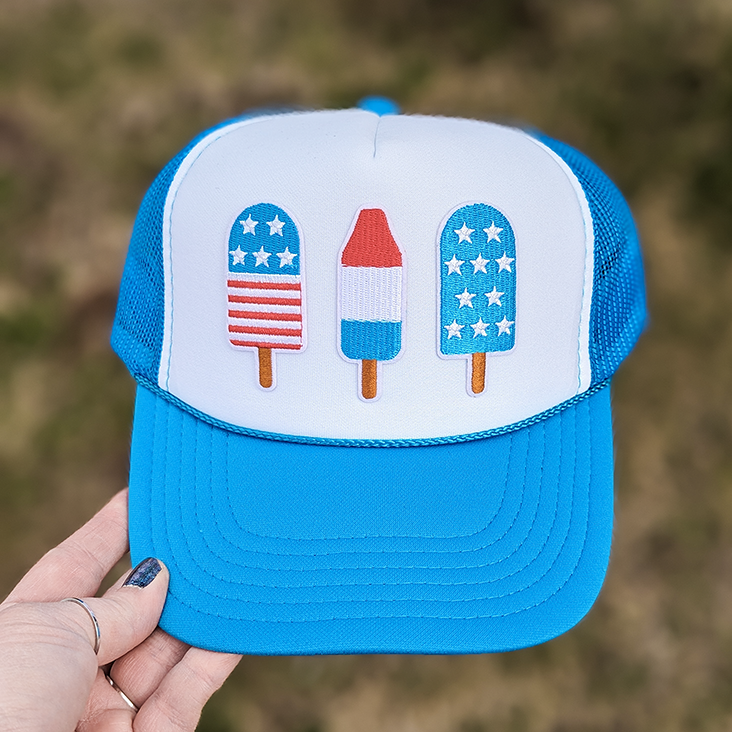 Patriotic Popsicles Embroidered Patch Trucker Hat